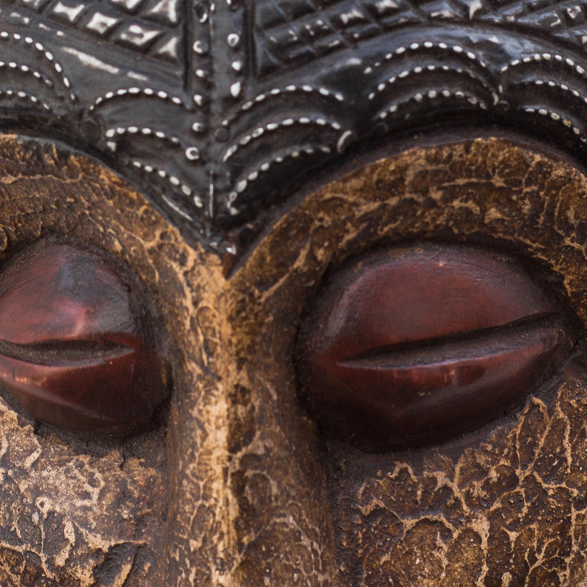 Premium African Wood Mask with Brass & Aluminum Accents – Handcrafted in Ghana
