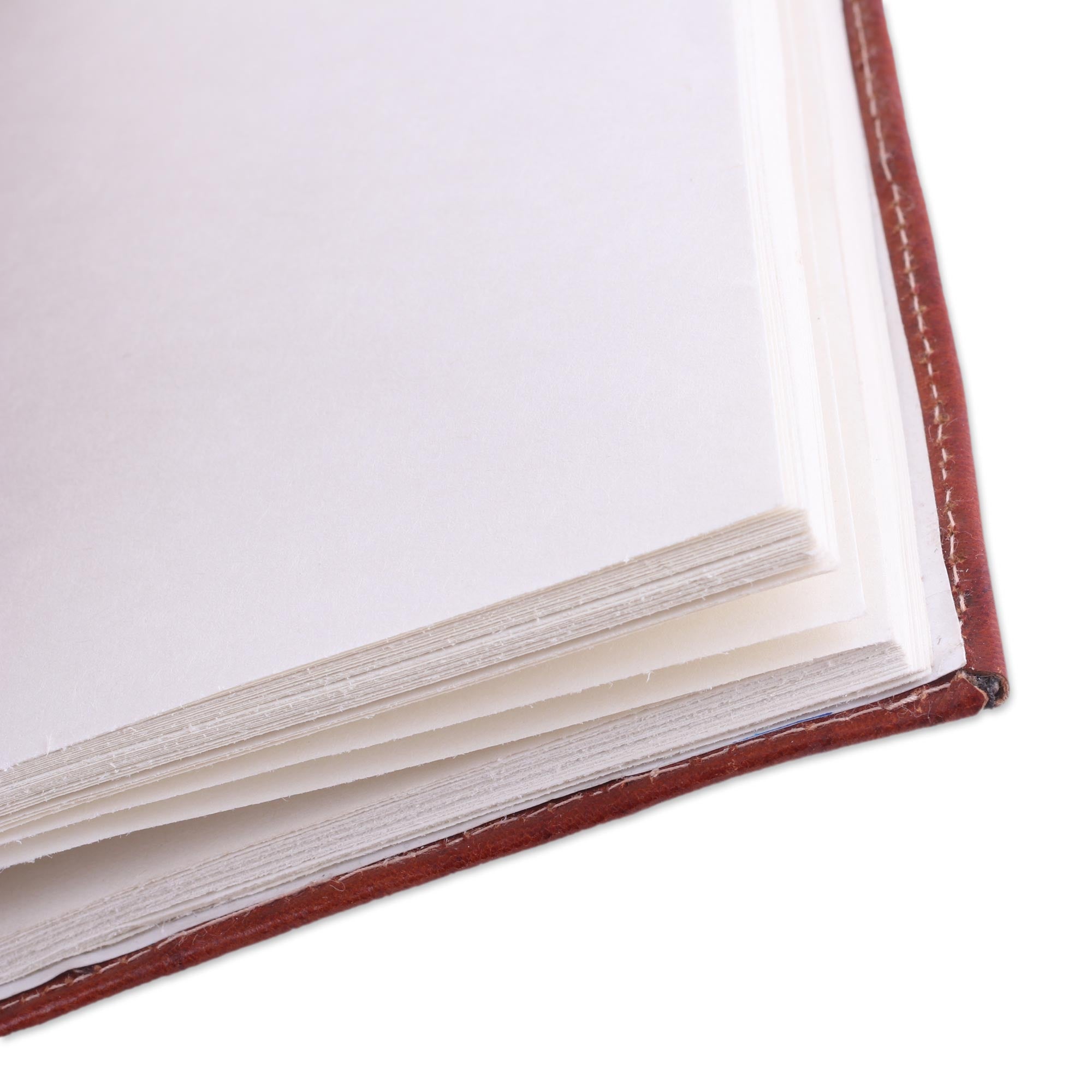 Premium Onyx Garden Floral Leather Journal - Handcrafted Cotton Notebook from India