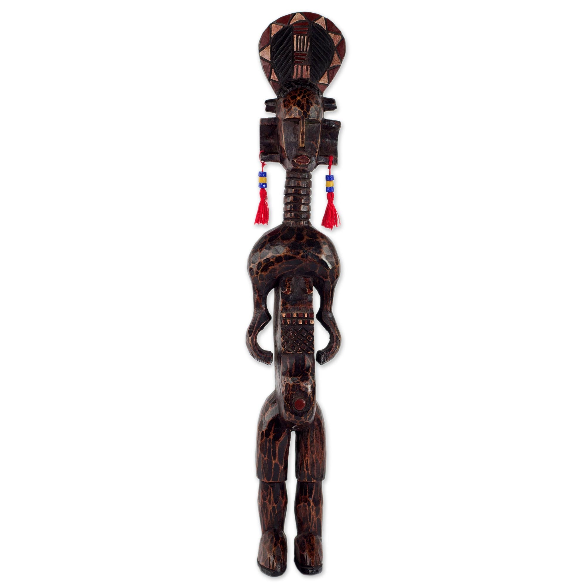 Premium Hand-Carved Sese Wood Warrior Statue – Watchful Guardian