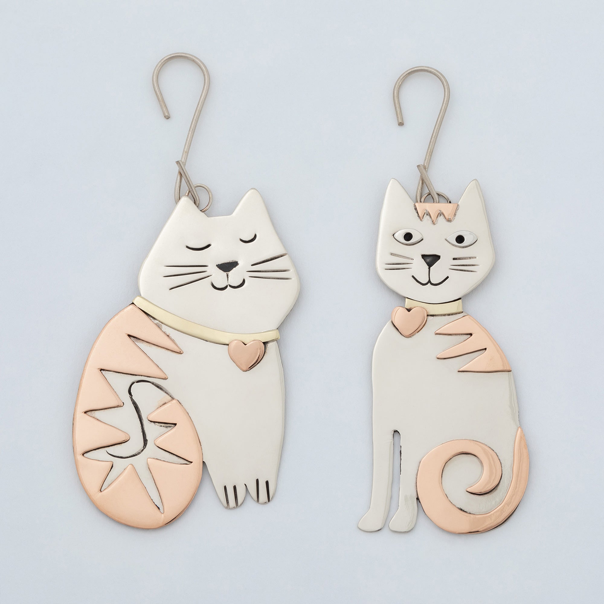 Premium Handcrafted Whiskers & Stripes Cat Ornament - Fair Trade Holiday Decor