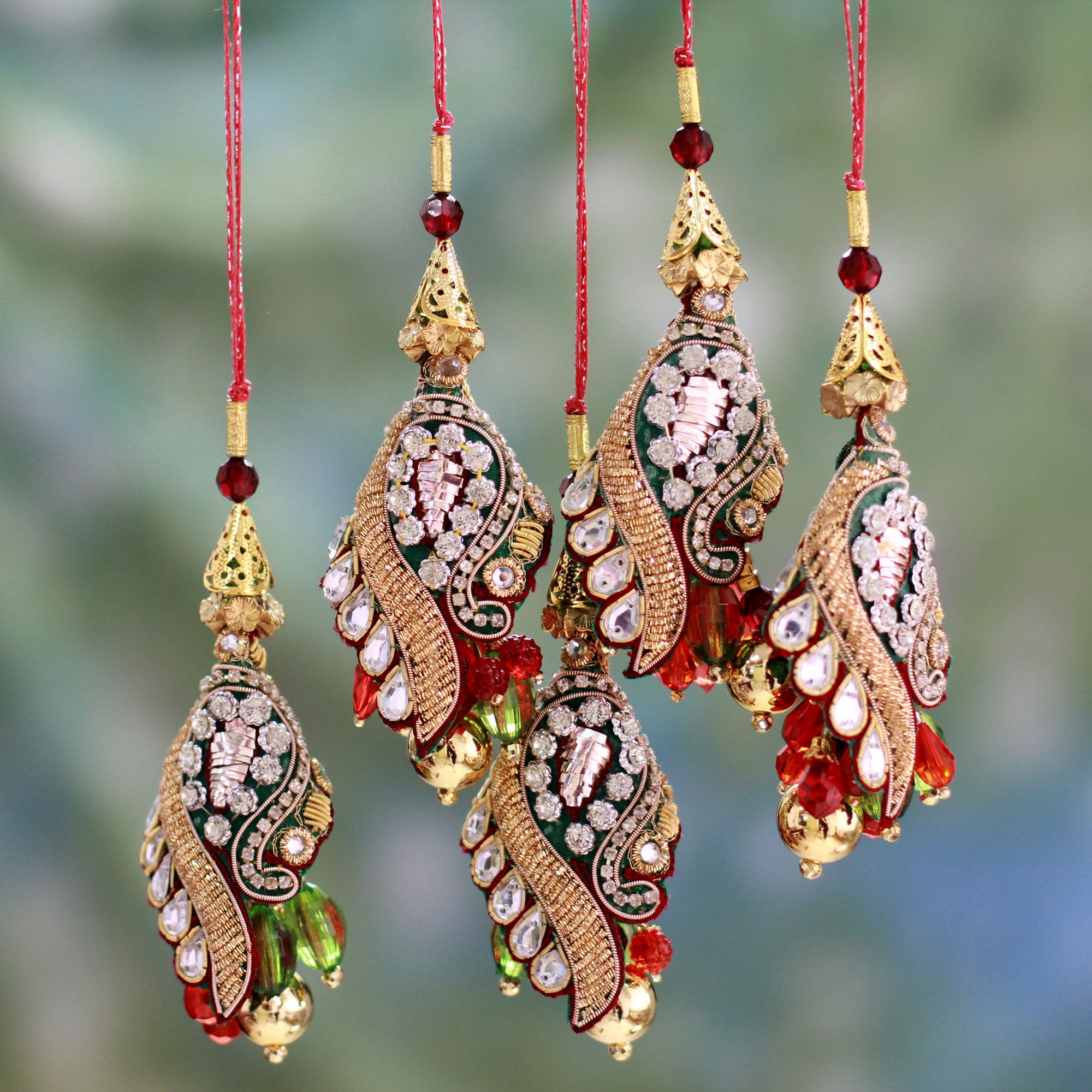 Premium Mughal Glam Handmade Christmas Ornament Set (5-Piece)