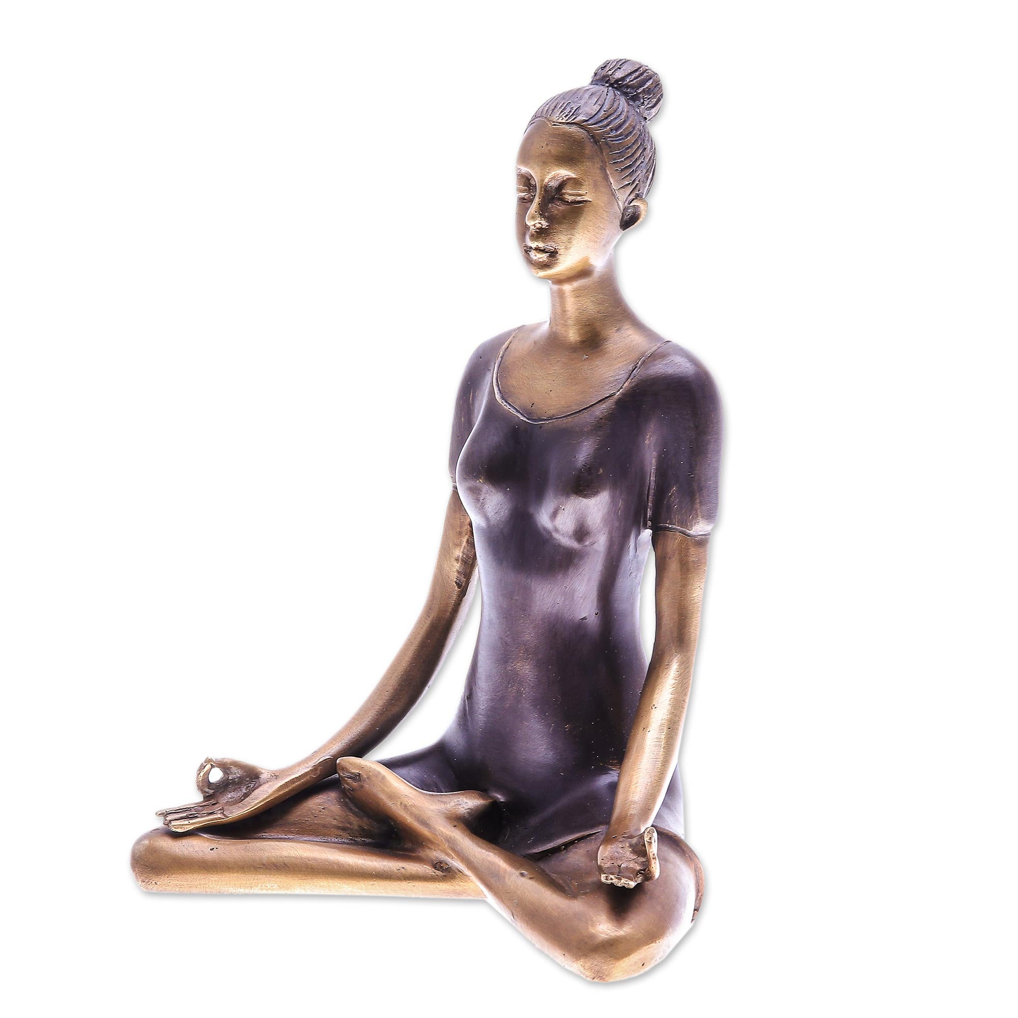 Premium Antiqued Brass Half Lotus Yoga Sculpture – Ultimate Spiritual Decor