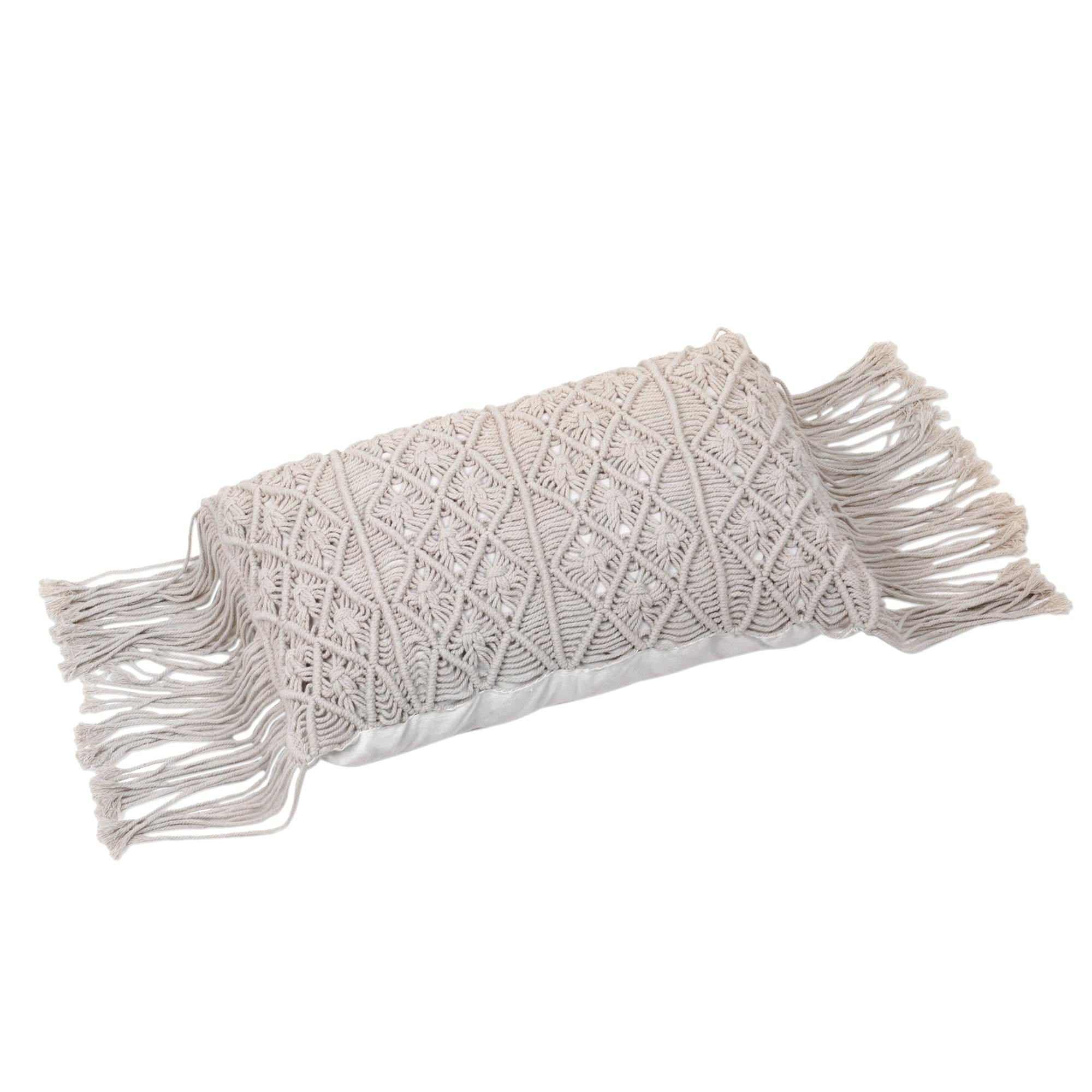 Premium Handwoven Beige Cotton Pillow Cover 'Bali Weave' - Small
