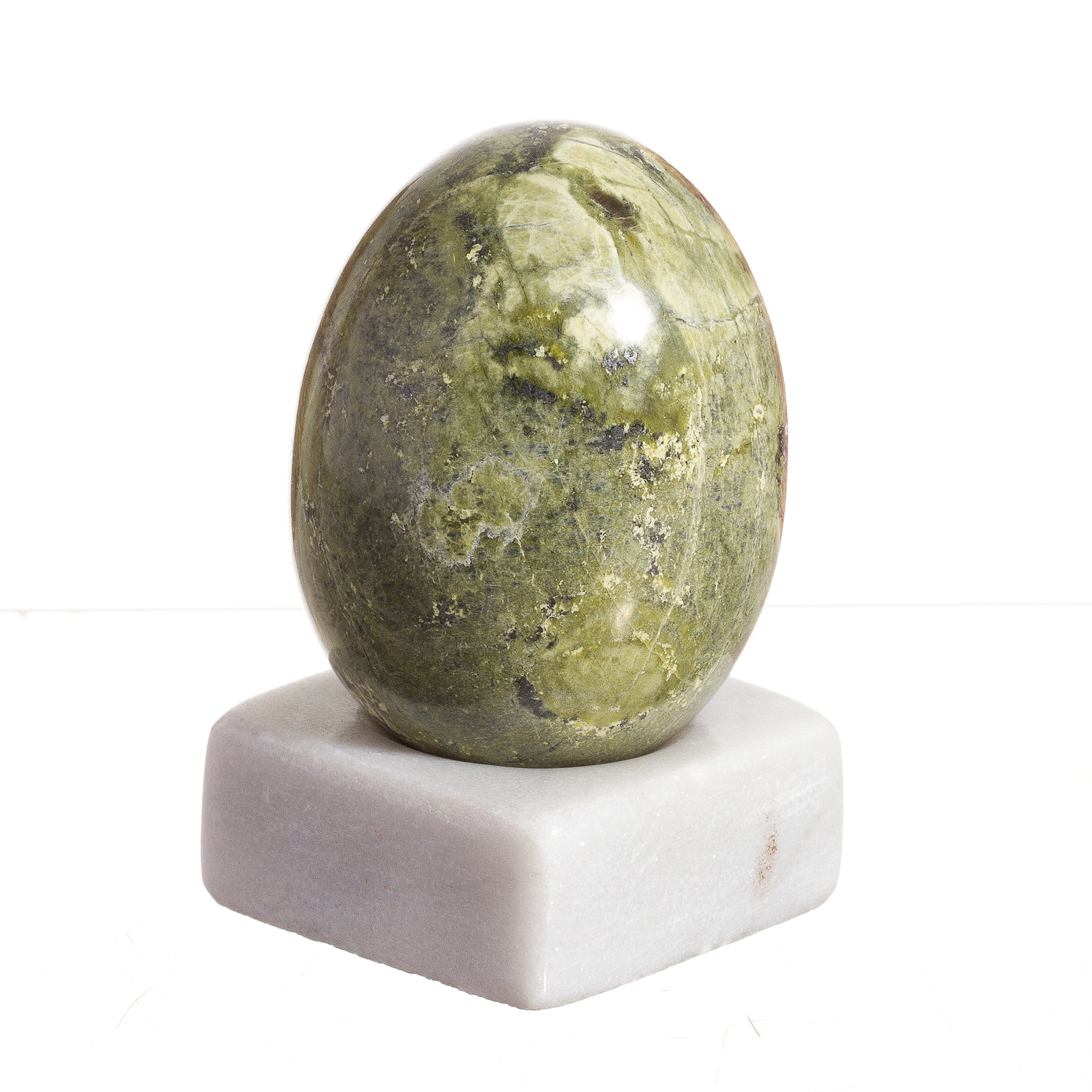 Premium Serpentine Egg Figurine - Handcrafted Peruvian Artisan Decor