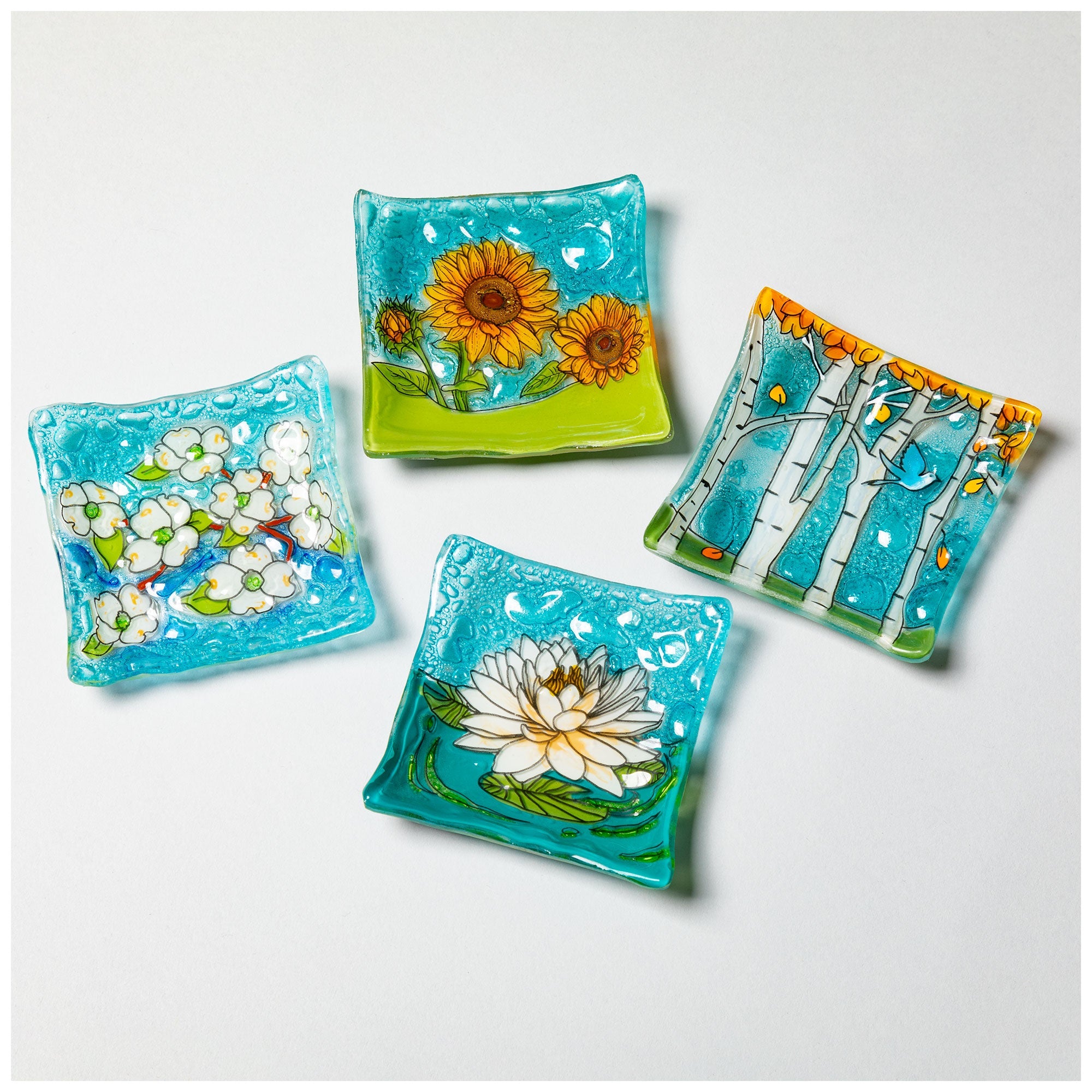 Premium Hand-Painted Recycled Glass Jewelry Dish