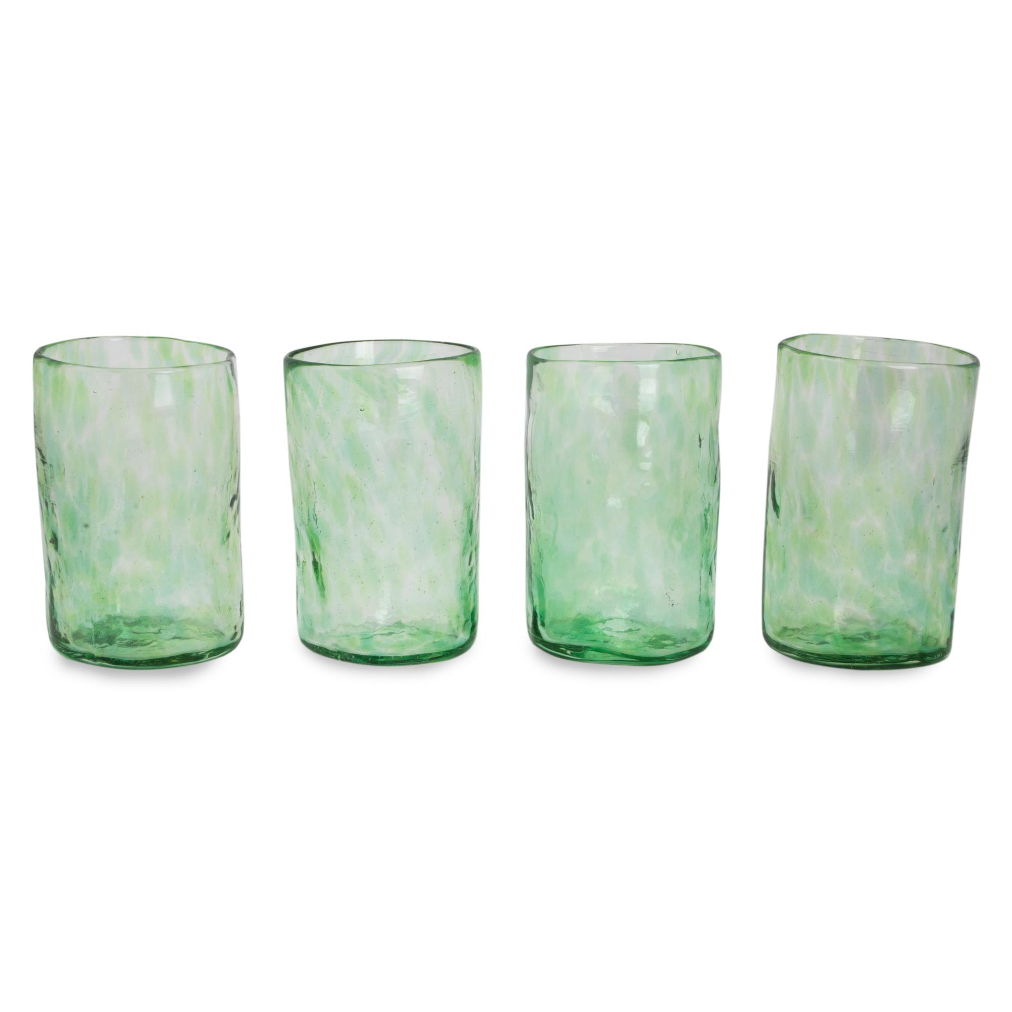 Premium Green Mist Set of 4 Handcrafted Artisan Glass Tumblers - Upgrade Your Drinkware