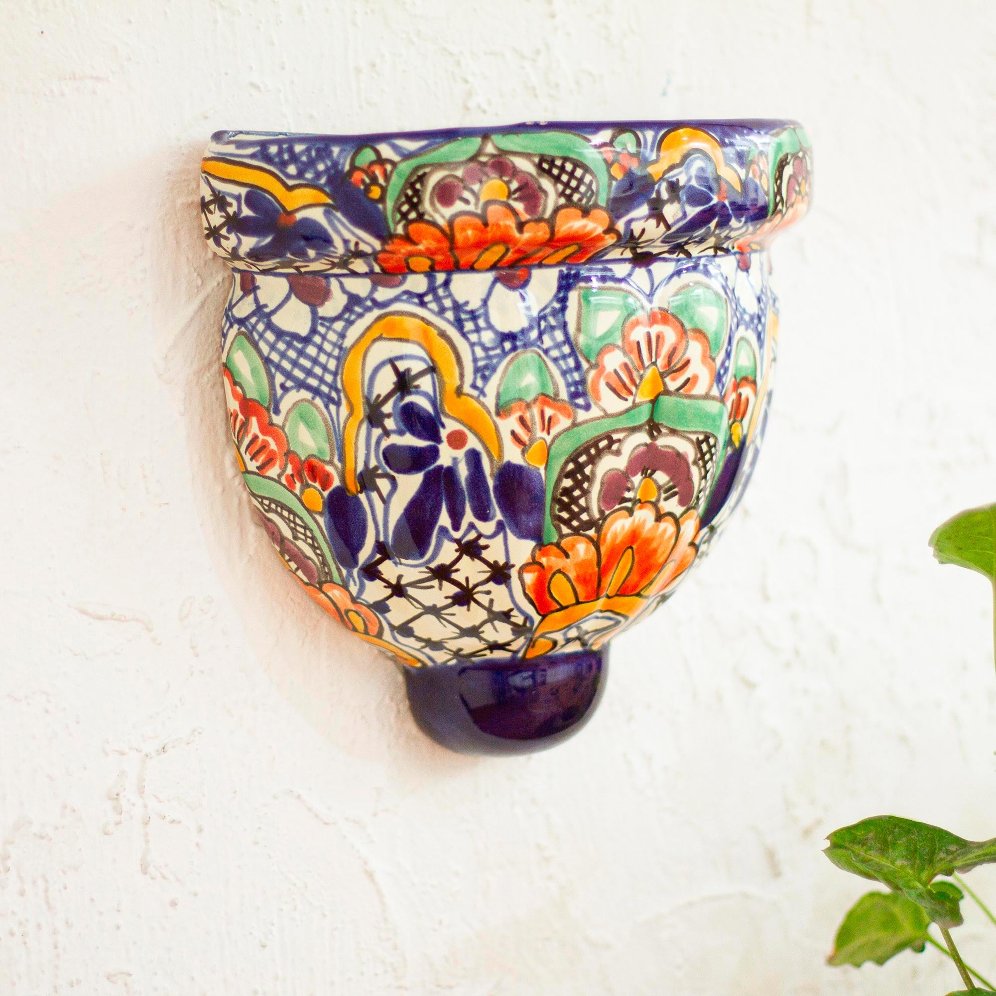 Premium Talavera-Style Multicolored Ceramic Wall Planter – Handmade in Mexico