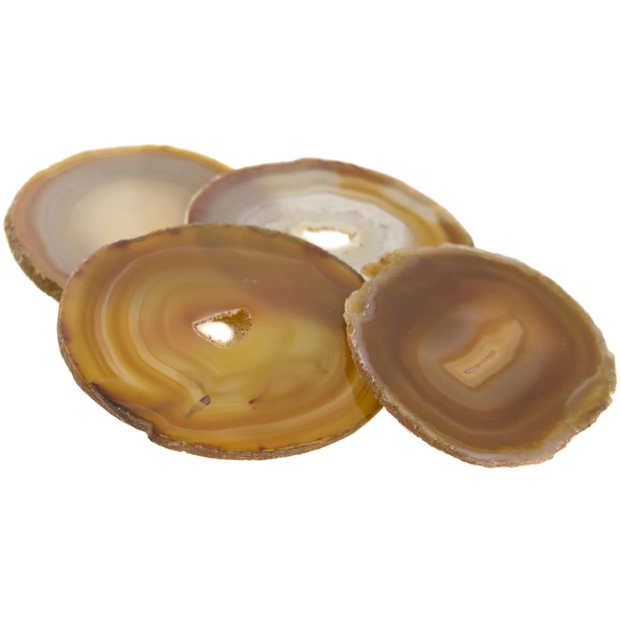 Premium Natural Caramel Agate Coasters Set of 4 – Handcrafted in Brazil