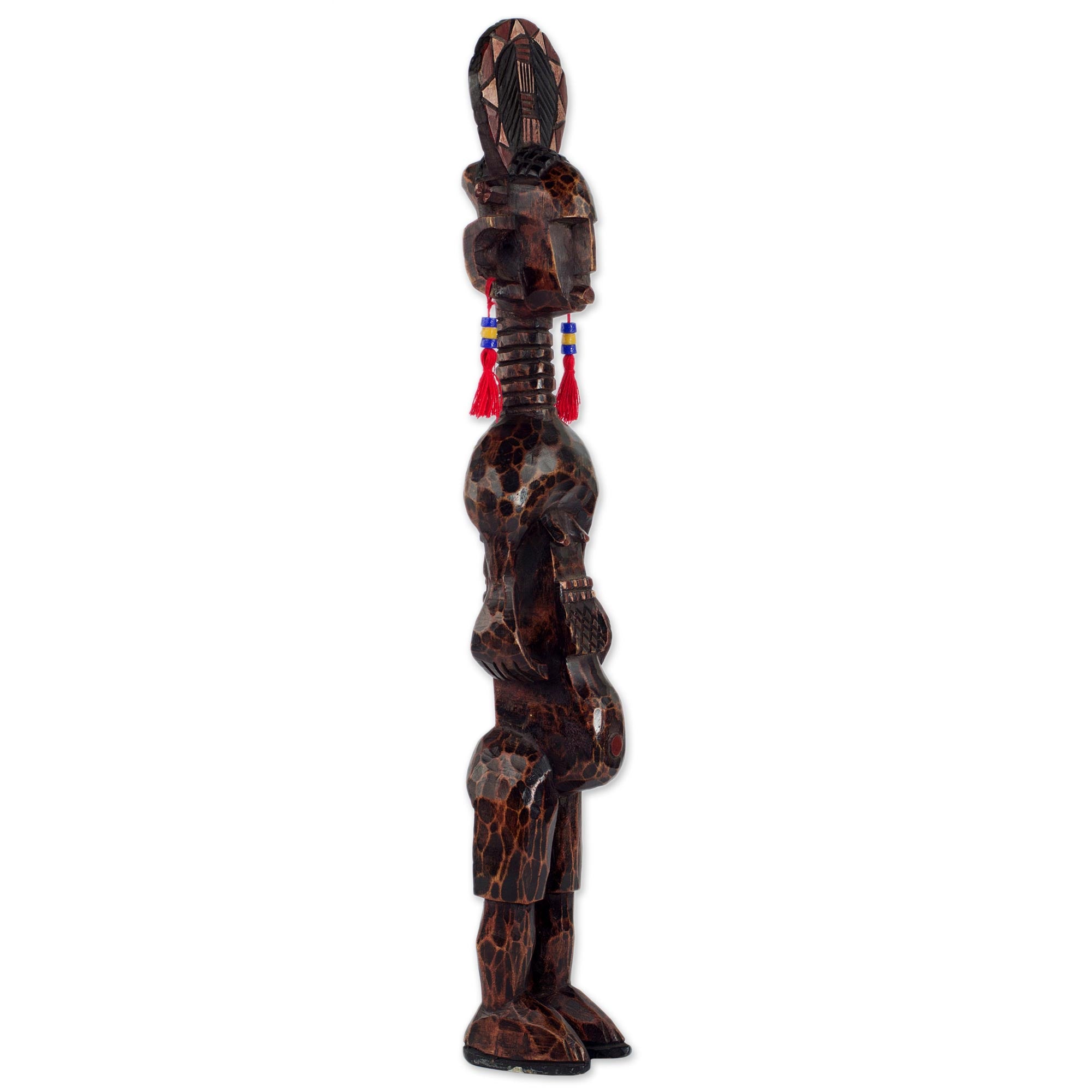 Premium Hand-Carved Sese Wood Warrior Statue – Watchful Guardian