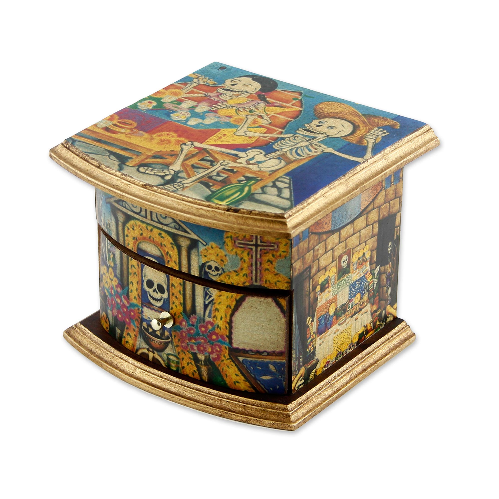 Premium Day of the Dead Jewelry Box - Handcrafted Mexican Treasure Chest