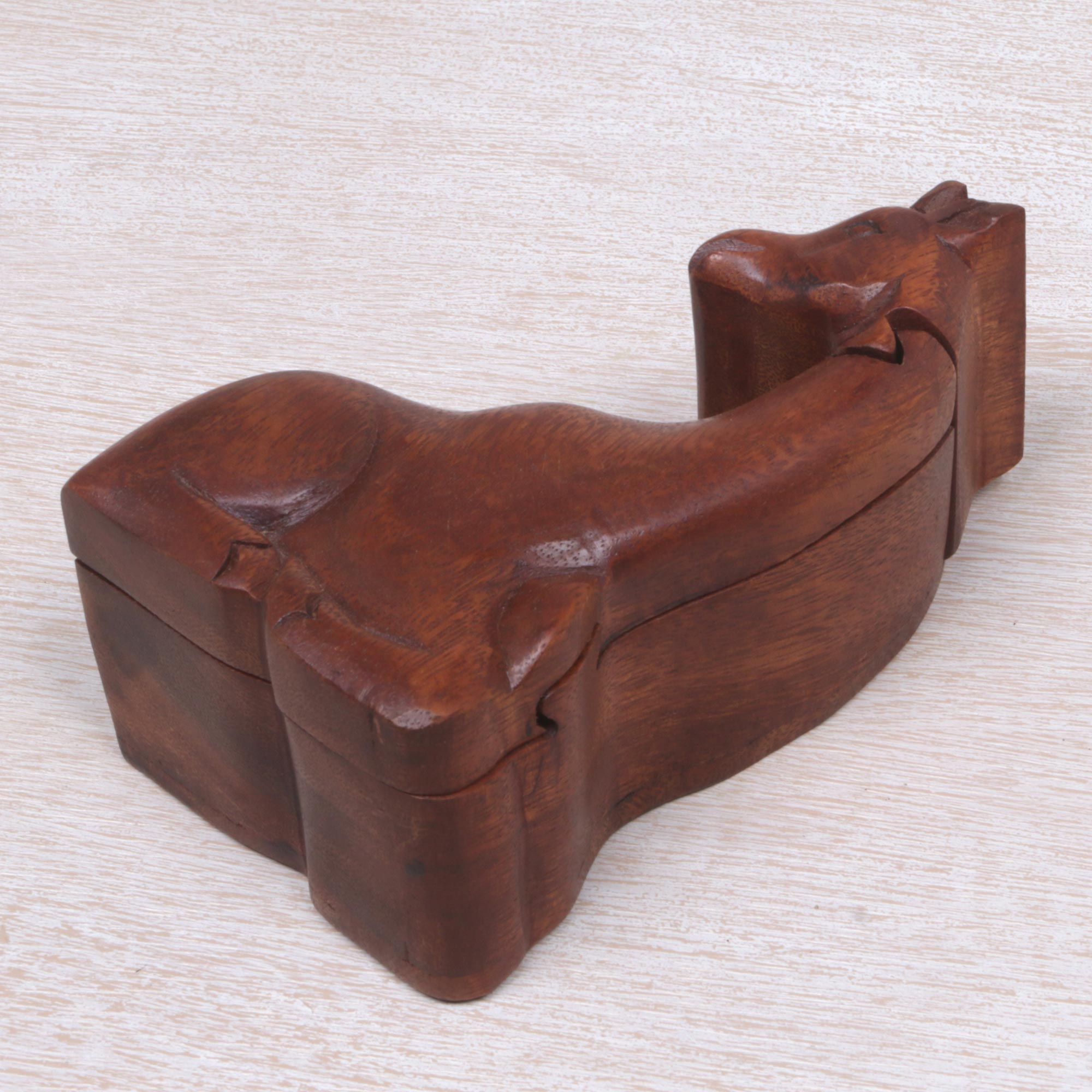 Premium Handcrafted Giraffe Puzzle Box - Unique Indonesian Wood Art