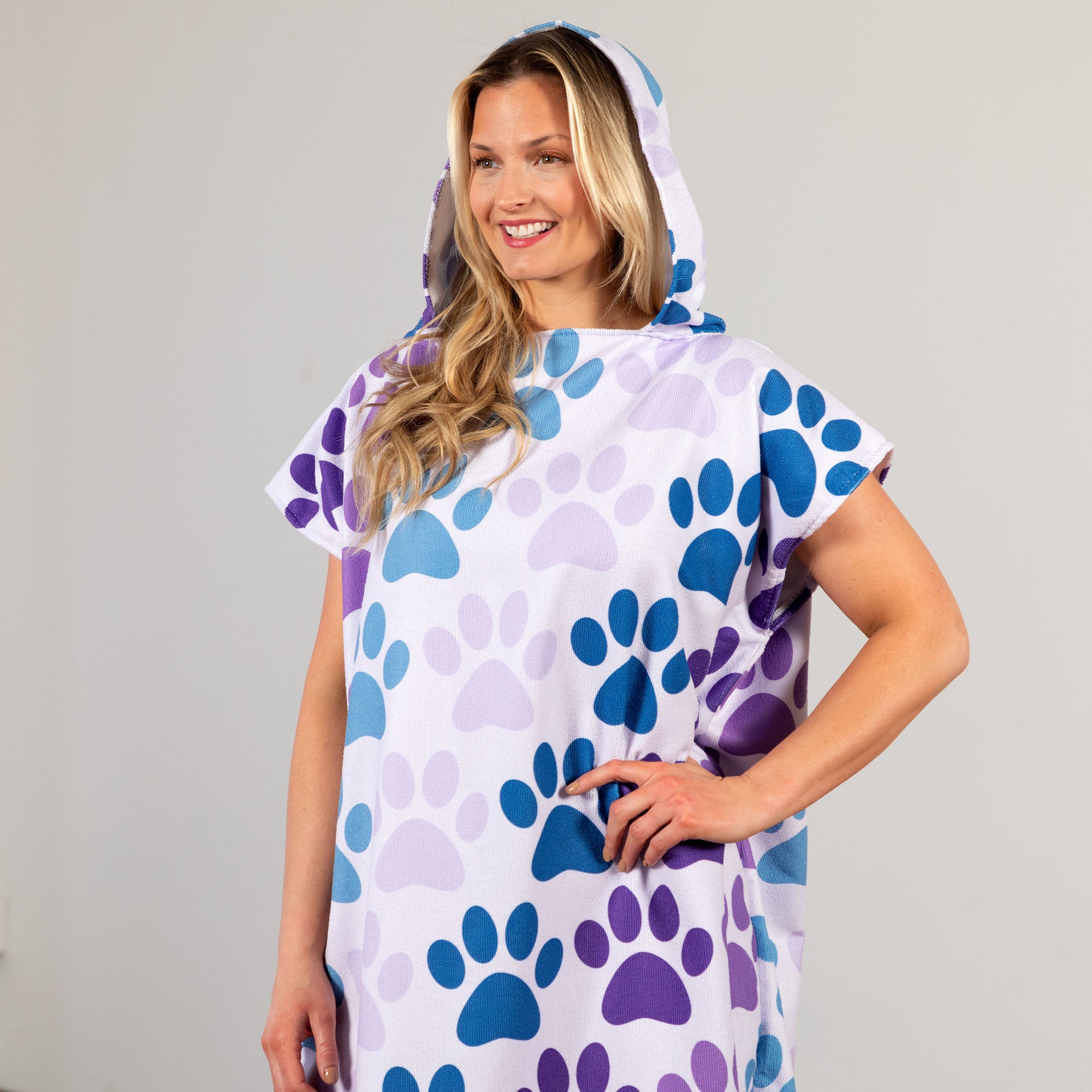 Ultimate Paw Print Beach Towel Poncho - Premium Hooded Towel