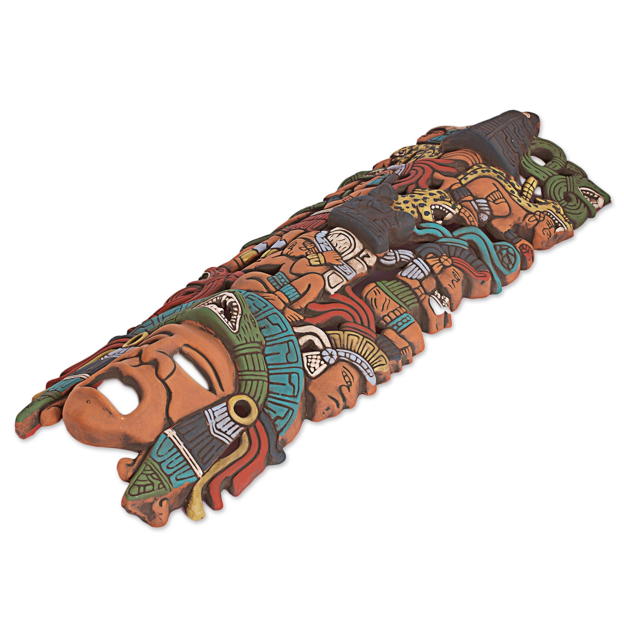 Premium Hand-Painted Mayan Ceramic Mask - Authentic Prehispanic Art from Mexico