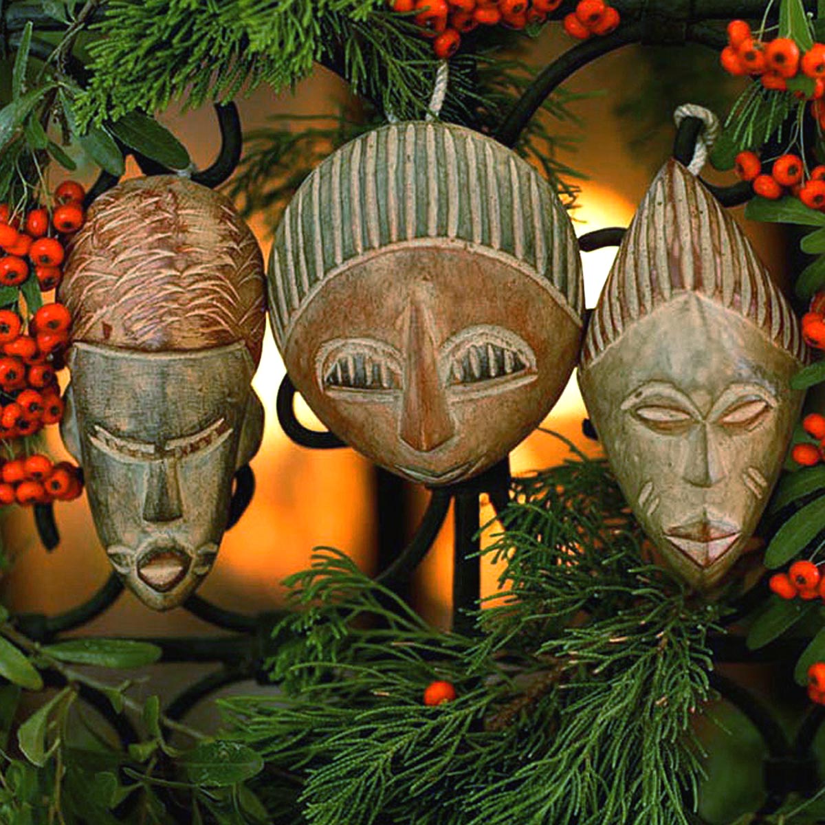 Premium Hand-Carved Three Kings African Wood Christmas Ornaments (Set of 3)