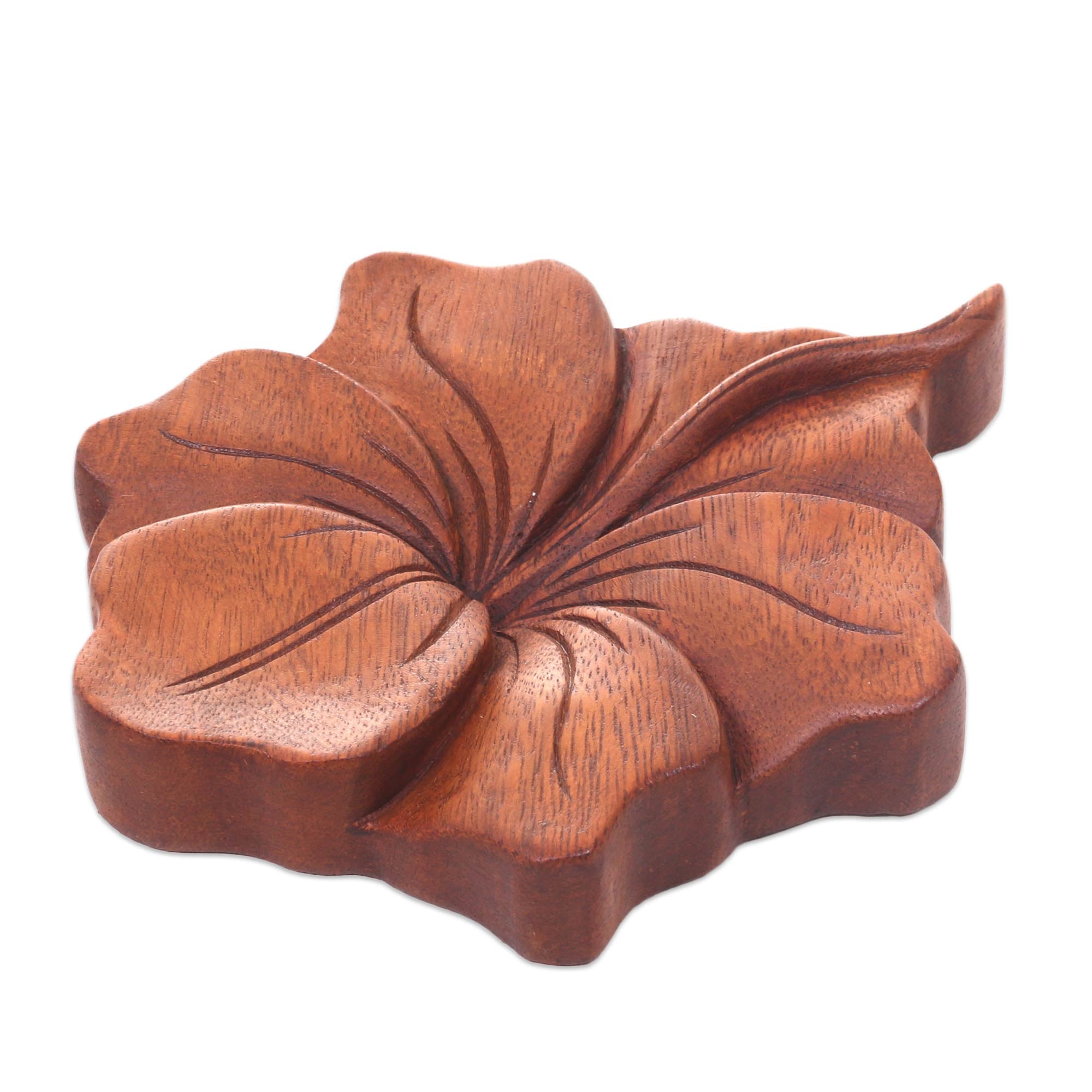 Premium Hand-Carved Balinese Hibiscus Wood Wall Art