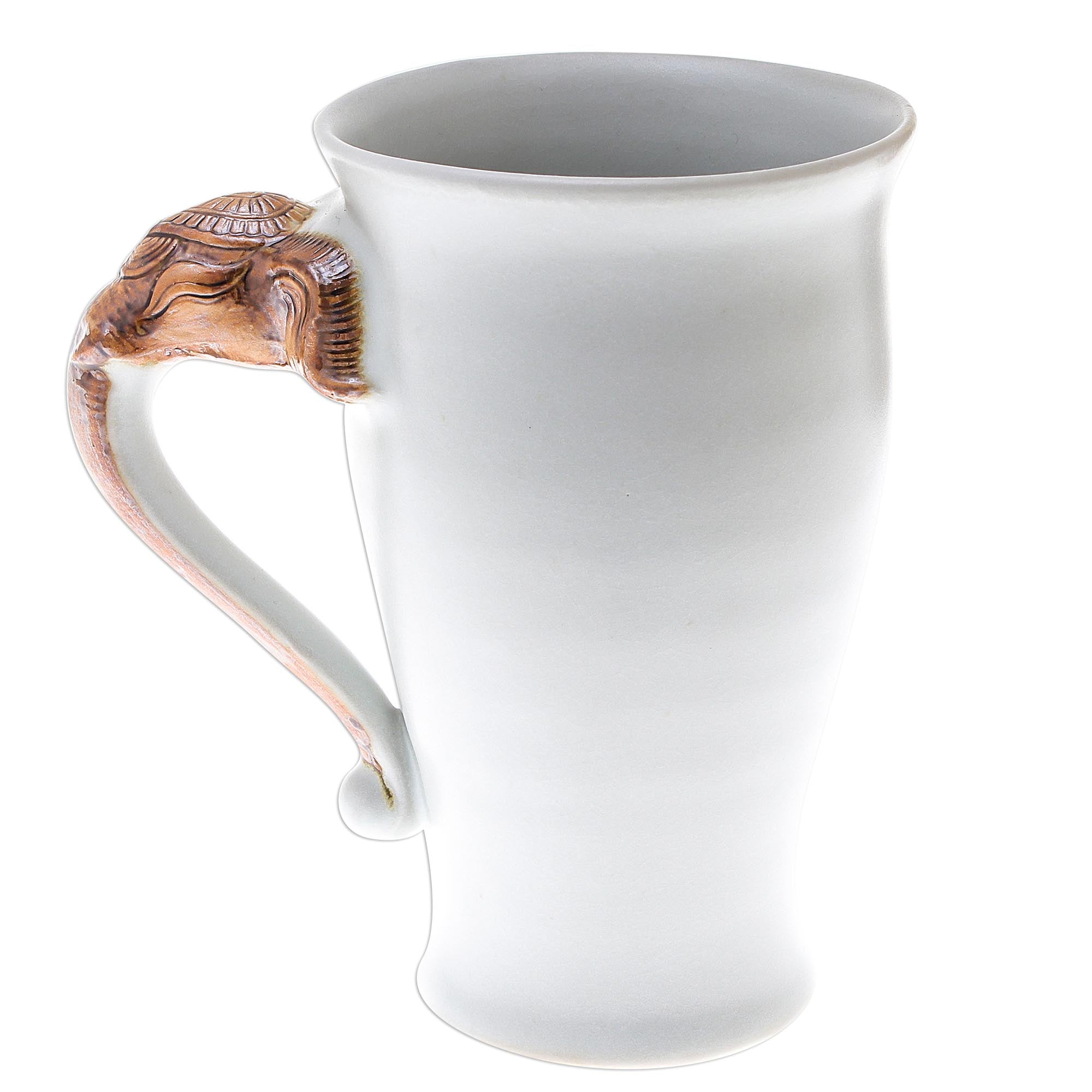 Premium Elephant-Themed Ceramic Mug - Handcrafted White Ceramic with Unique Elephant Handle