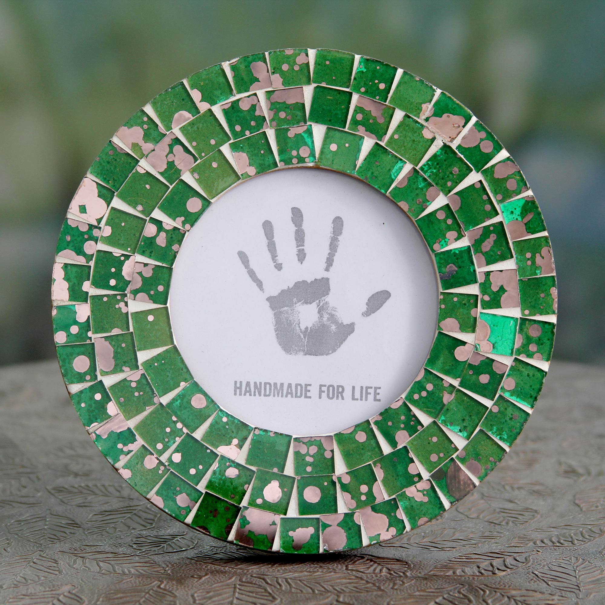Premium Moradabad Meadows 4x4 Green Glass Handcrafted Mosaic Frame - Ultimate Home Decor