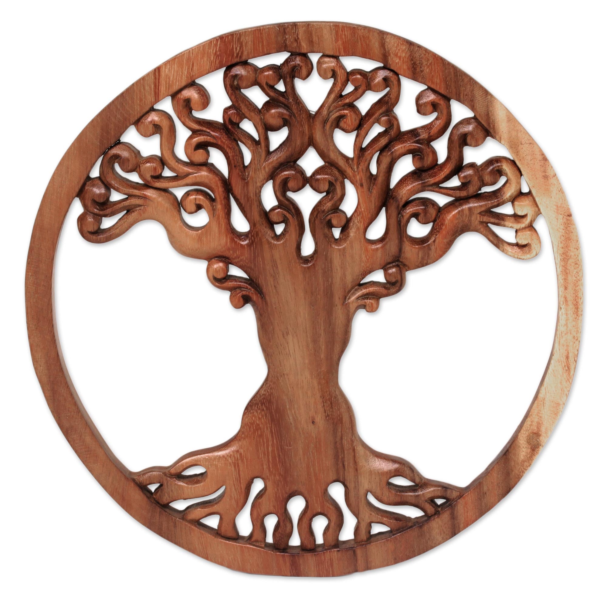 Premium Hand-Carved Suar Wood Panel – Majestic Balinese Tree Design