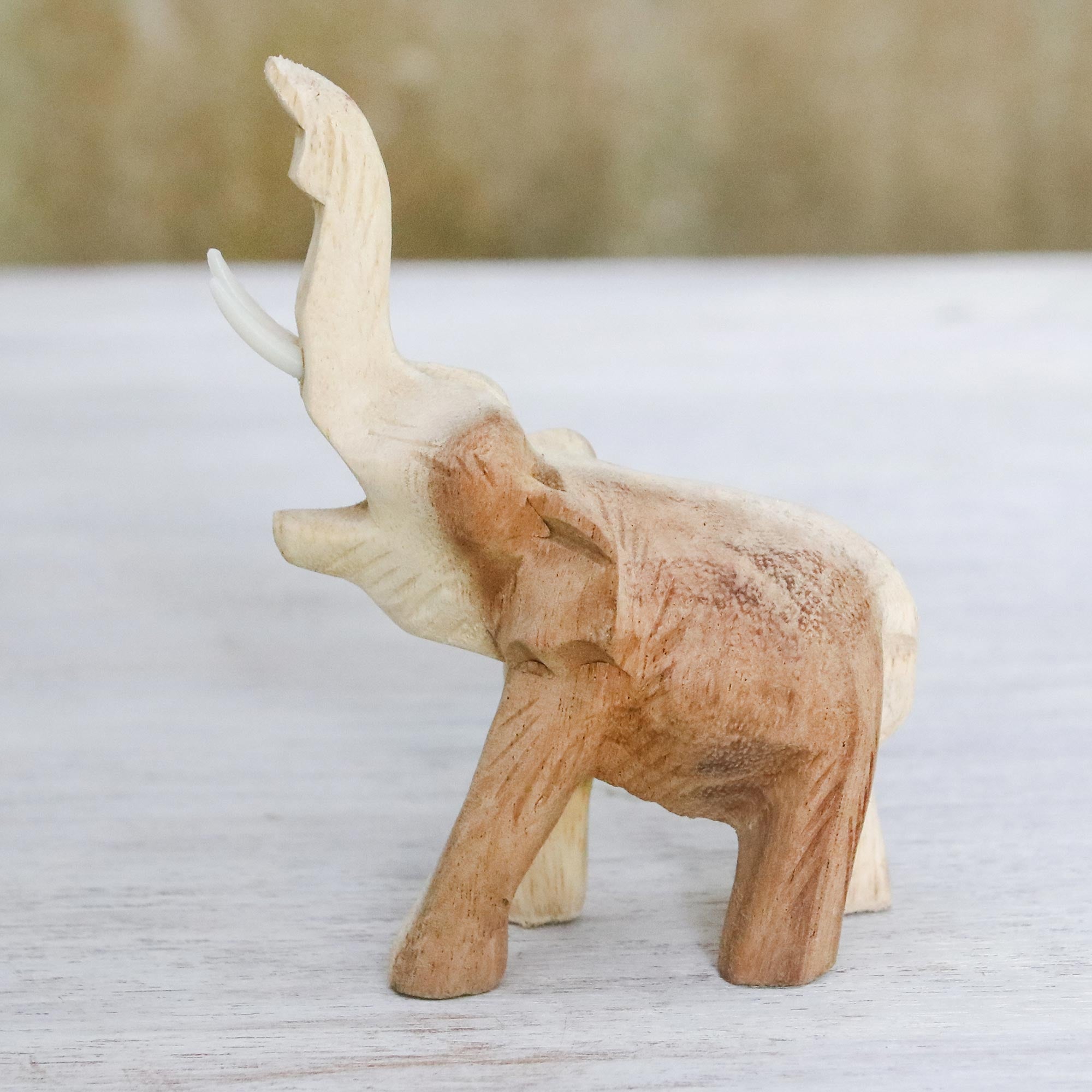 Premium Handcrafted Brown Wood Elephant Sculpture - Symbol of Strength