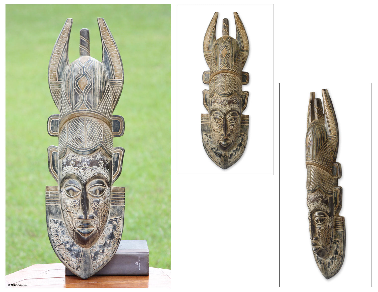 Premium Power African Wood Mask - Handcrafted Wall Art