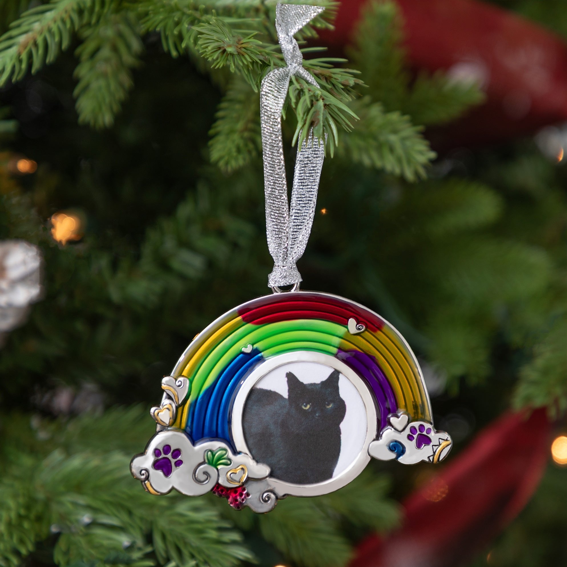 Premium Rainbow Bridge Memorial Paw Print Ornament