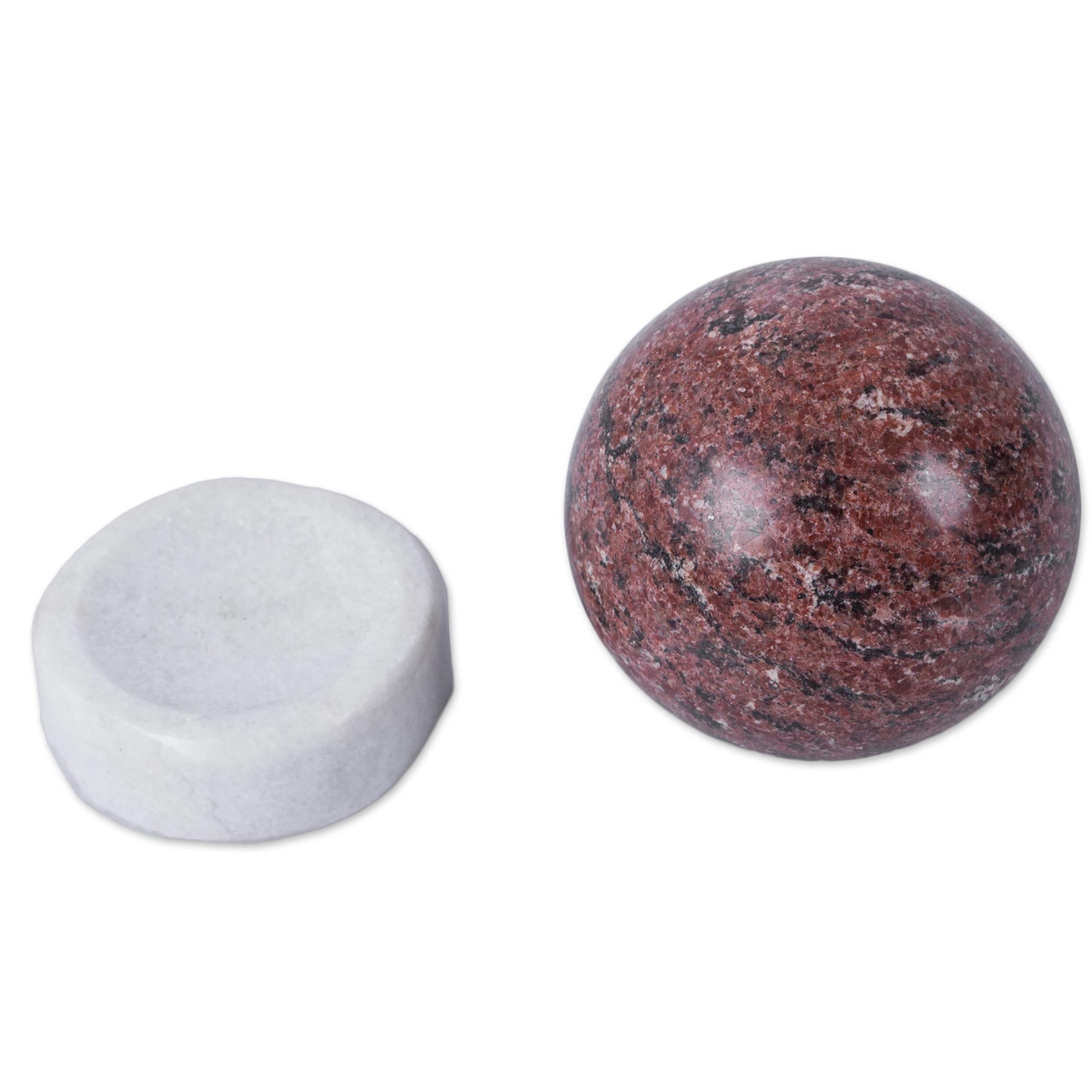 Premium Red Planet Handcrafted Rhodochrosite Sphere with Onyx Stand - Ultimate Love Stone