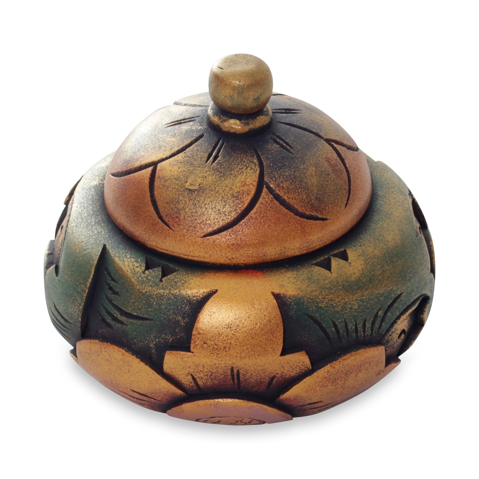 Premium Denpasar Treasure Carved Wood Trinket Box - Handmade in Bali