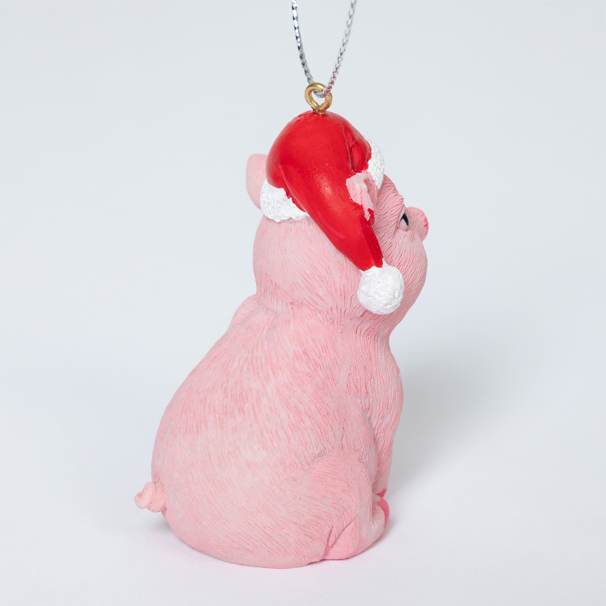 Premium Lucky Pink Pig Ornament with Santa Hat