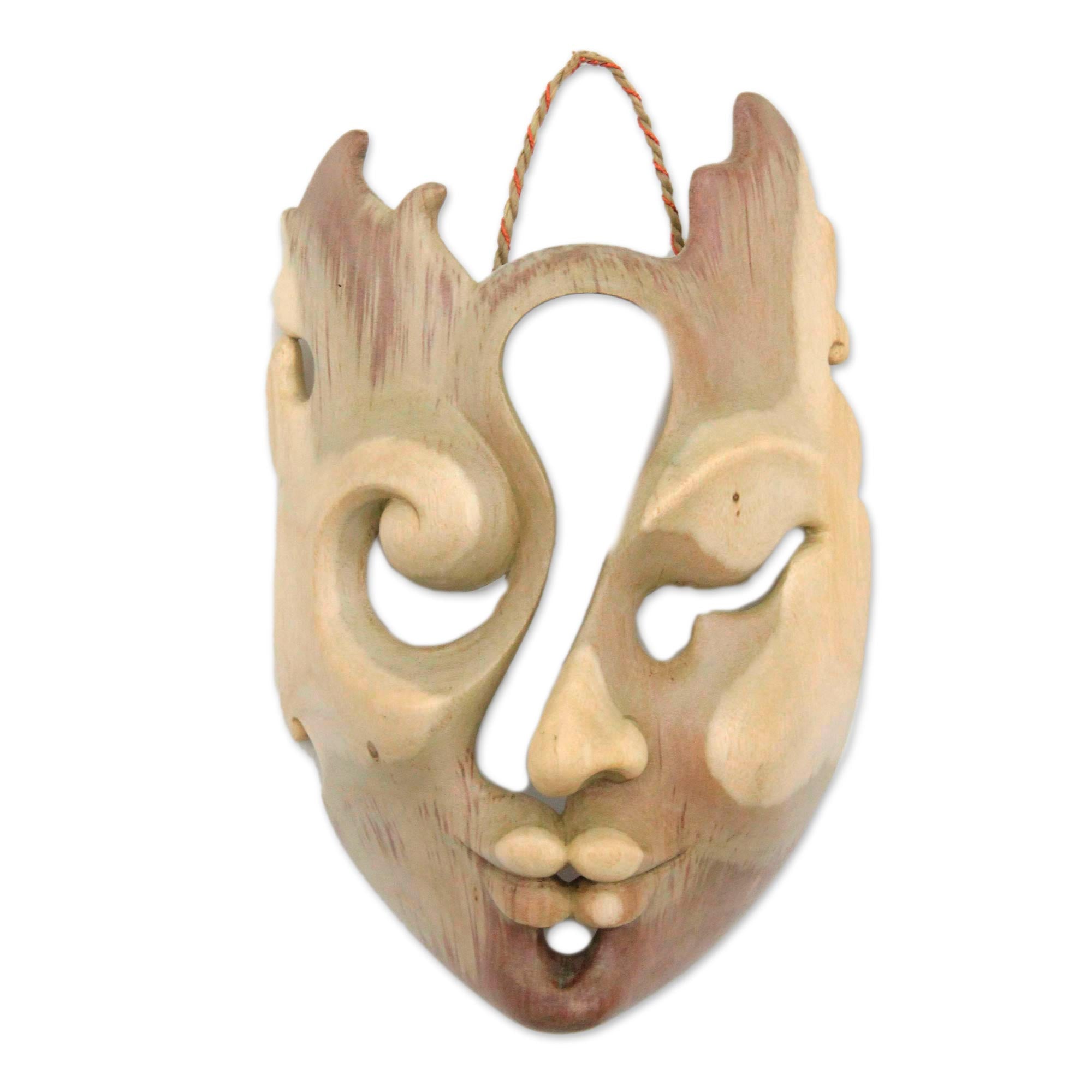 Premium Handcrafted Hibiscus Wood Mask - Unique Artisan Design