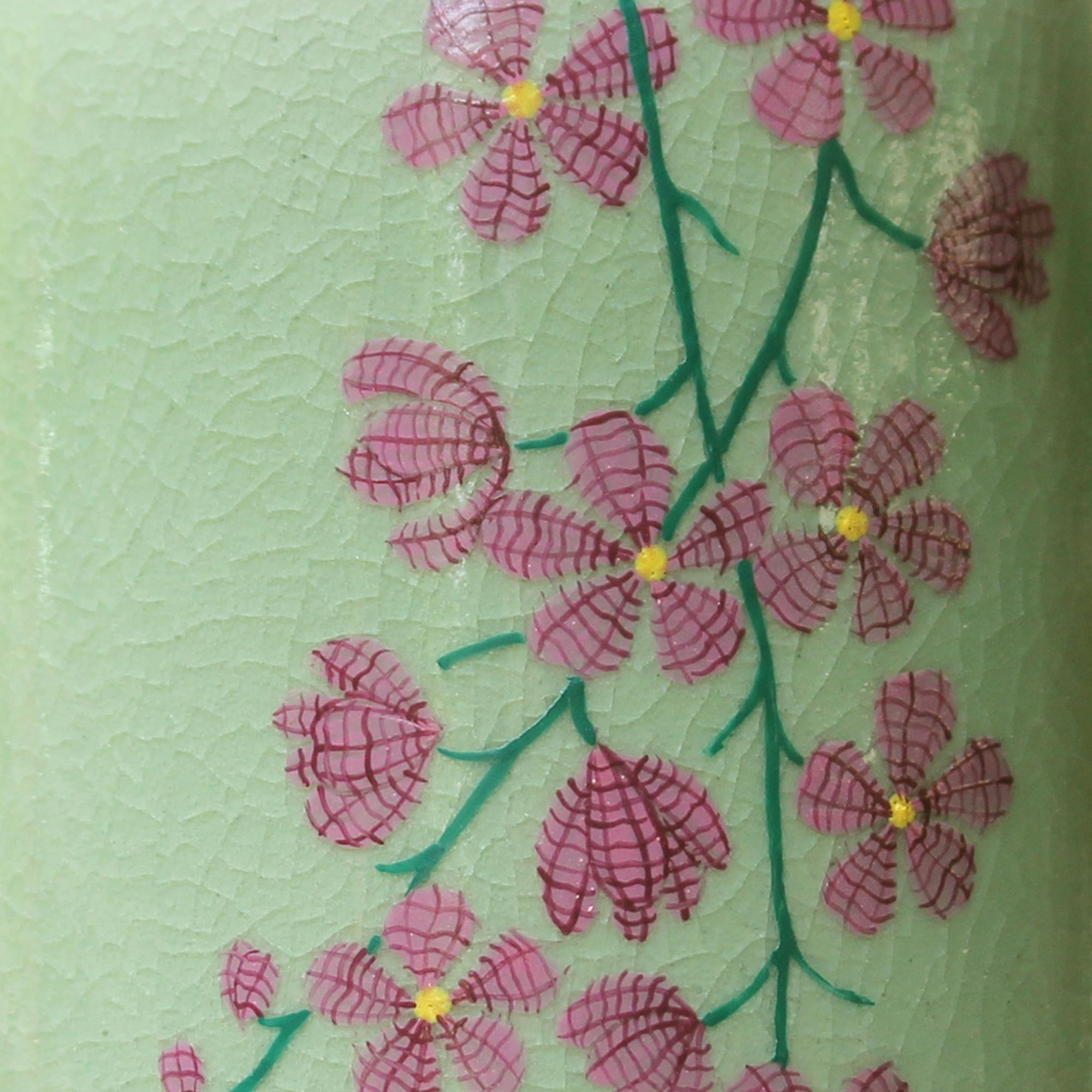 Premium Handcrafted Celadon Floral Vase - Thai Artisan Elegance