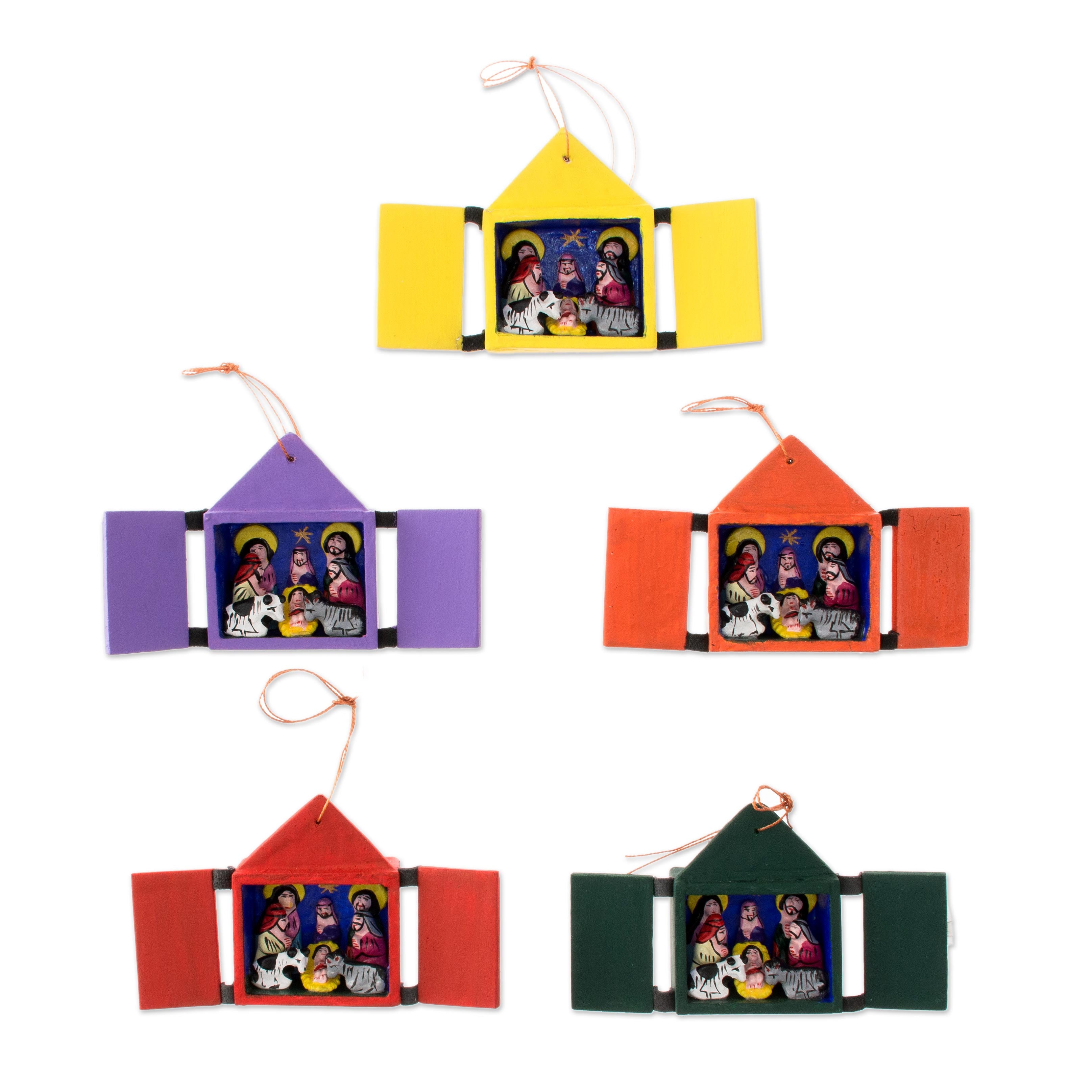Premium Retablos Wood & Ceramic Holiday Ornament Set