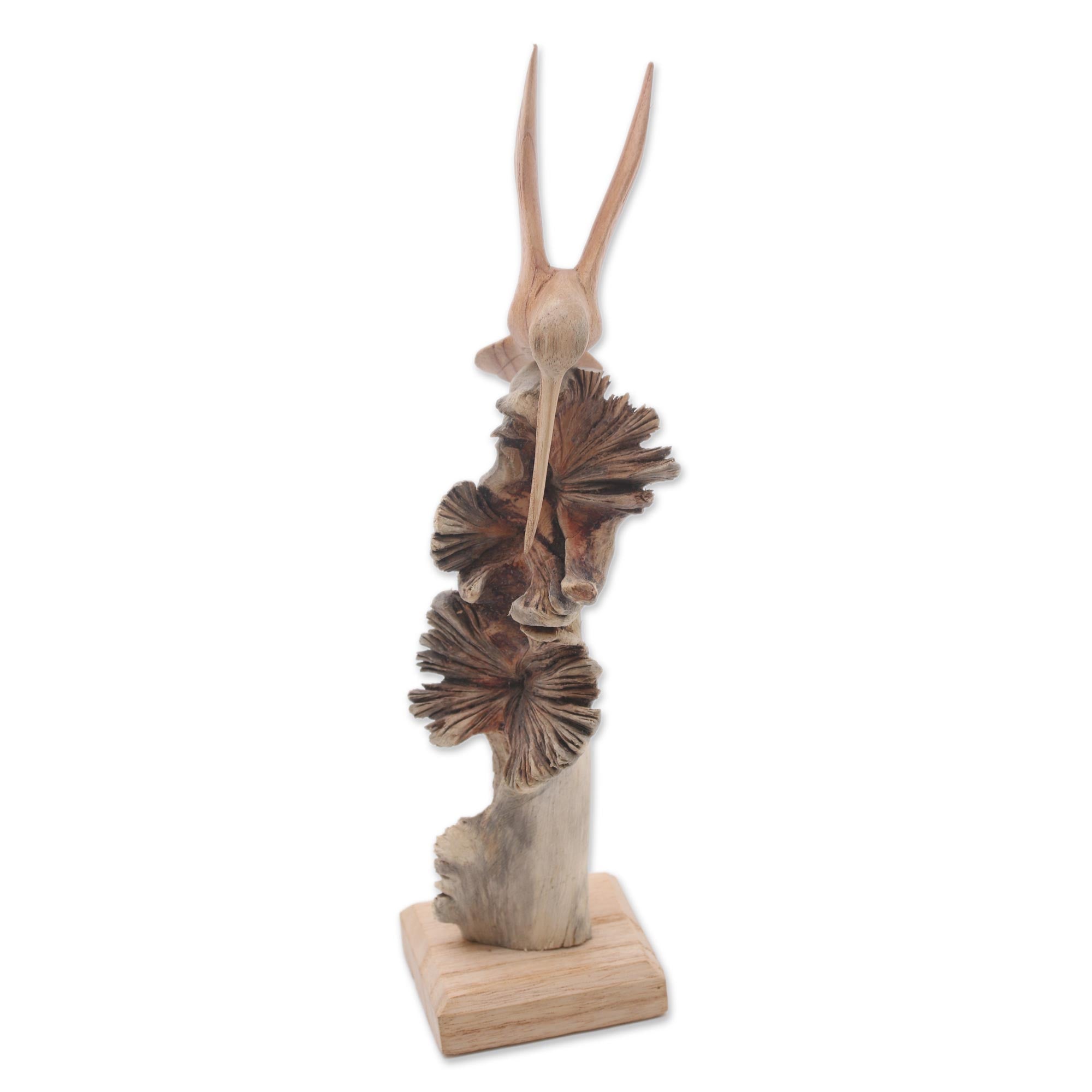 Premium Hand-Carved Hummingbird Sculpture – Unique Jempinis Wood Art