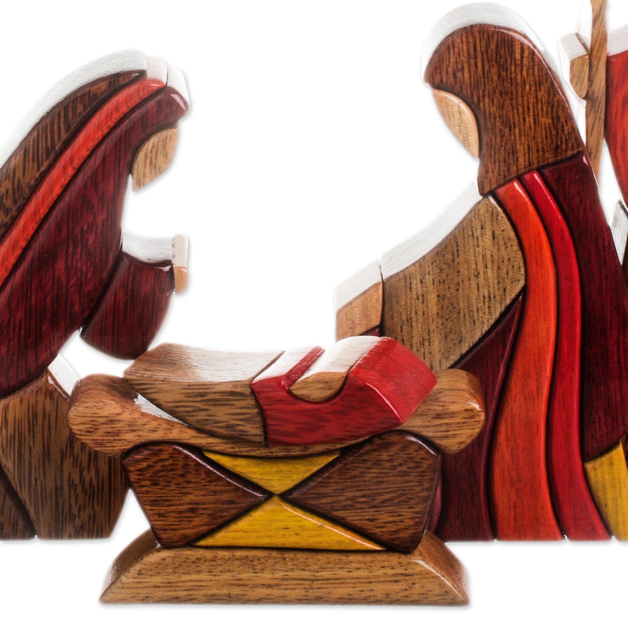 Premium Handcrafted Nativity Scene Set - 8 Piece Wooden Baby Jesus Gift from Peru