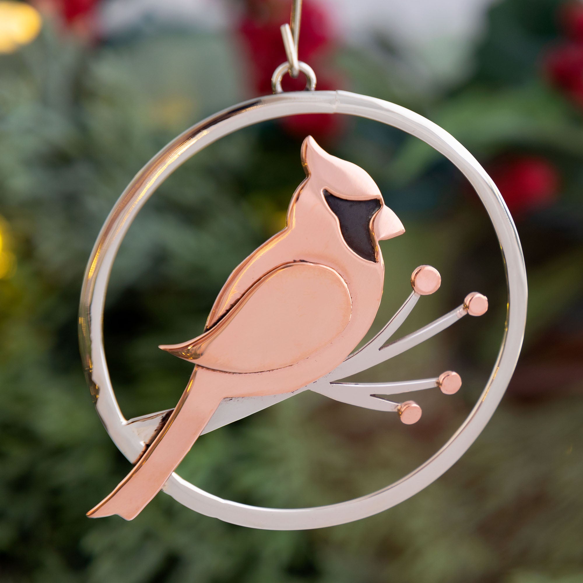 Premium Mixed Metals Cardinal Ornament - Handcrafted Holiday Decor
