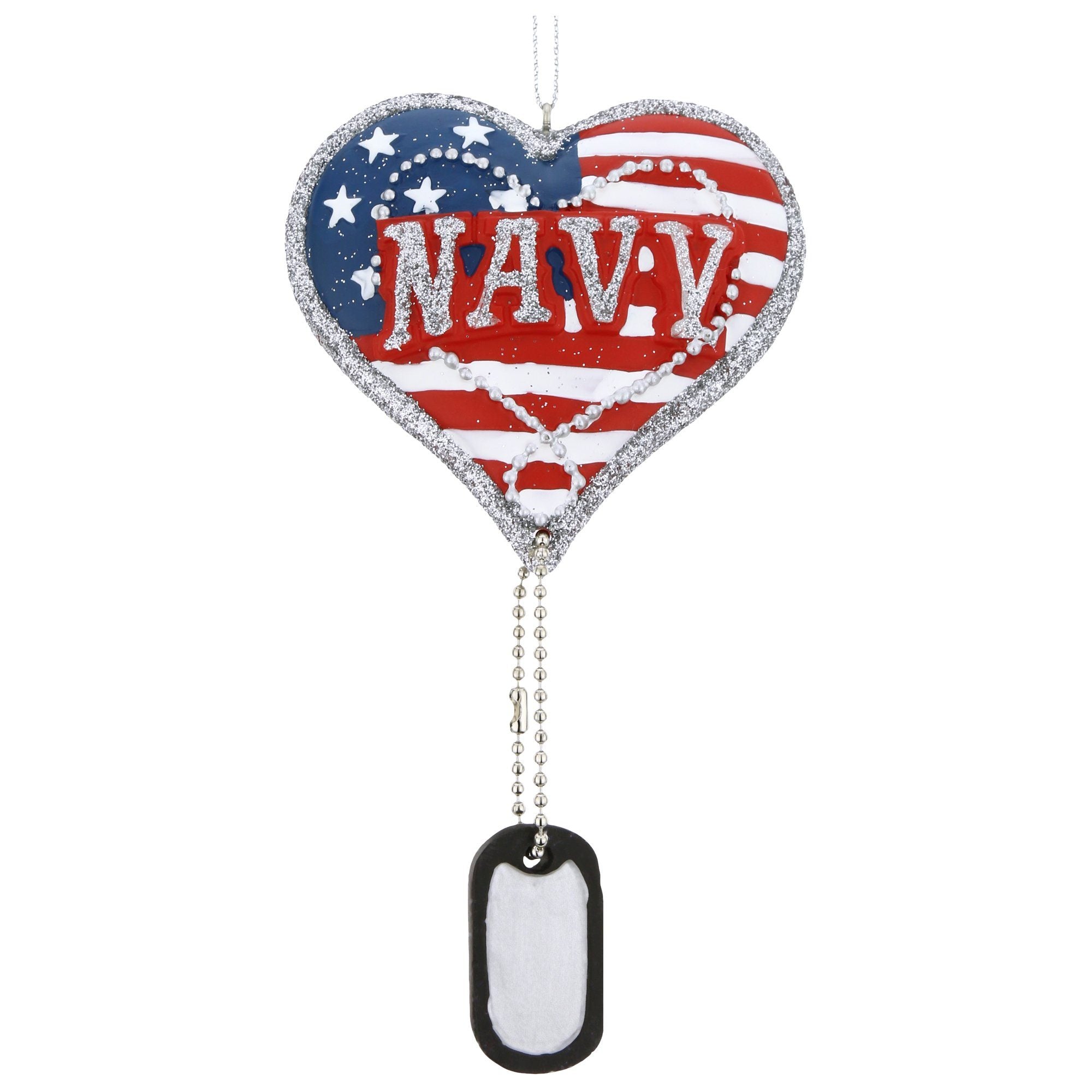 Premium Military Heart & Dog Tag Holiday Ornament