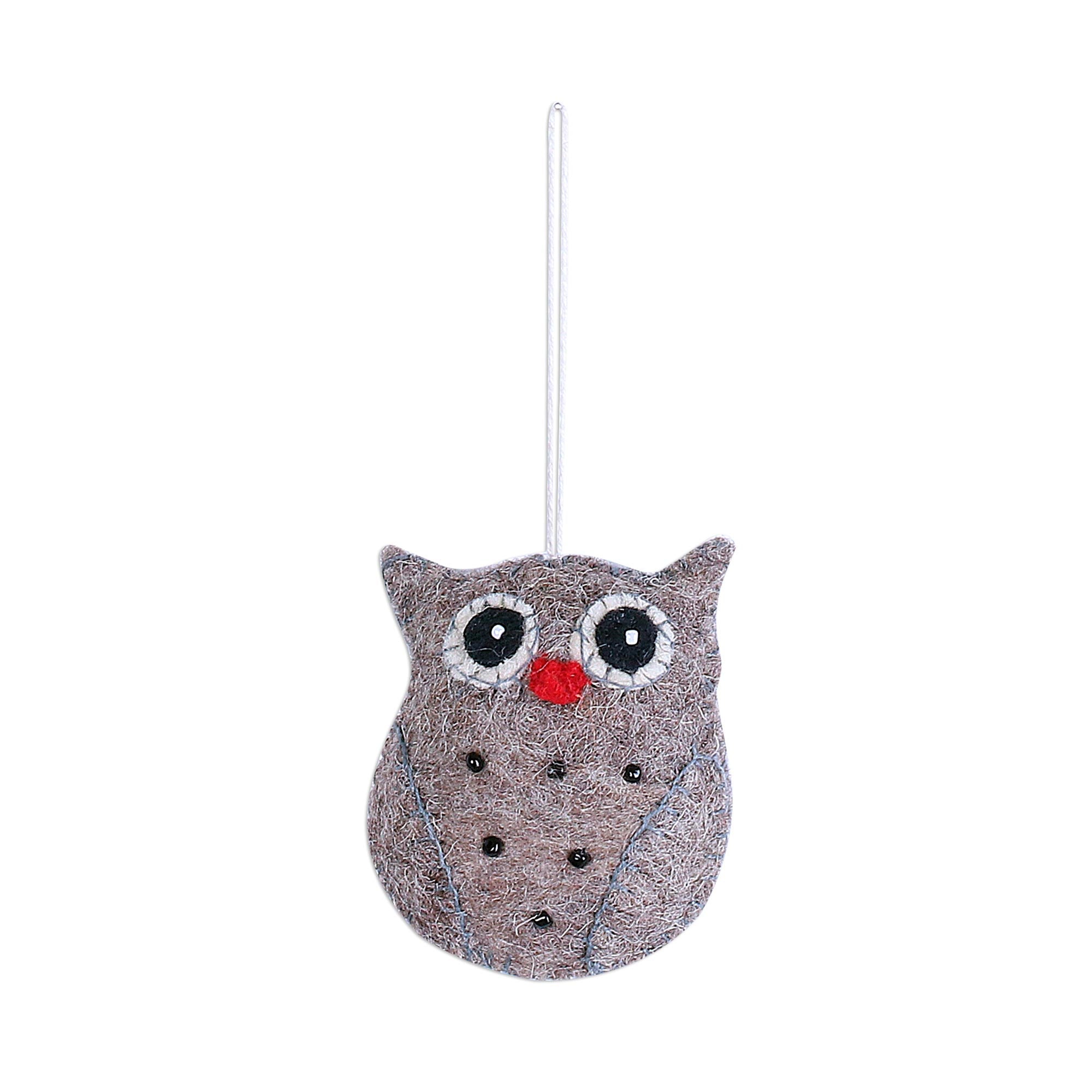 Premium Handcrafted Wool Owl Ornaments Set - Midnight Quartet from India