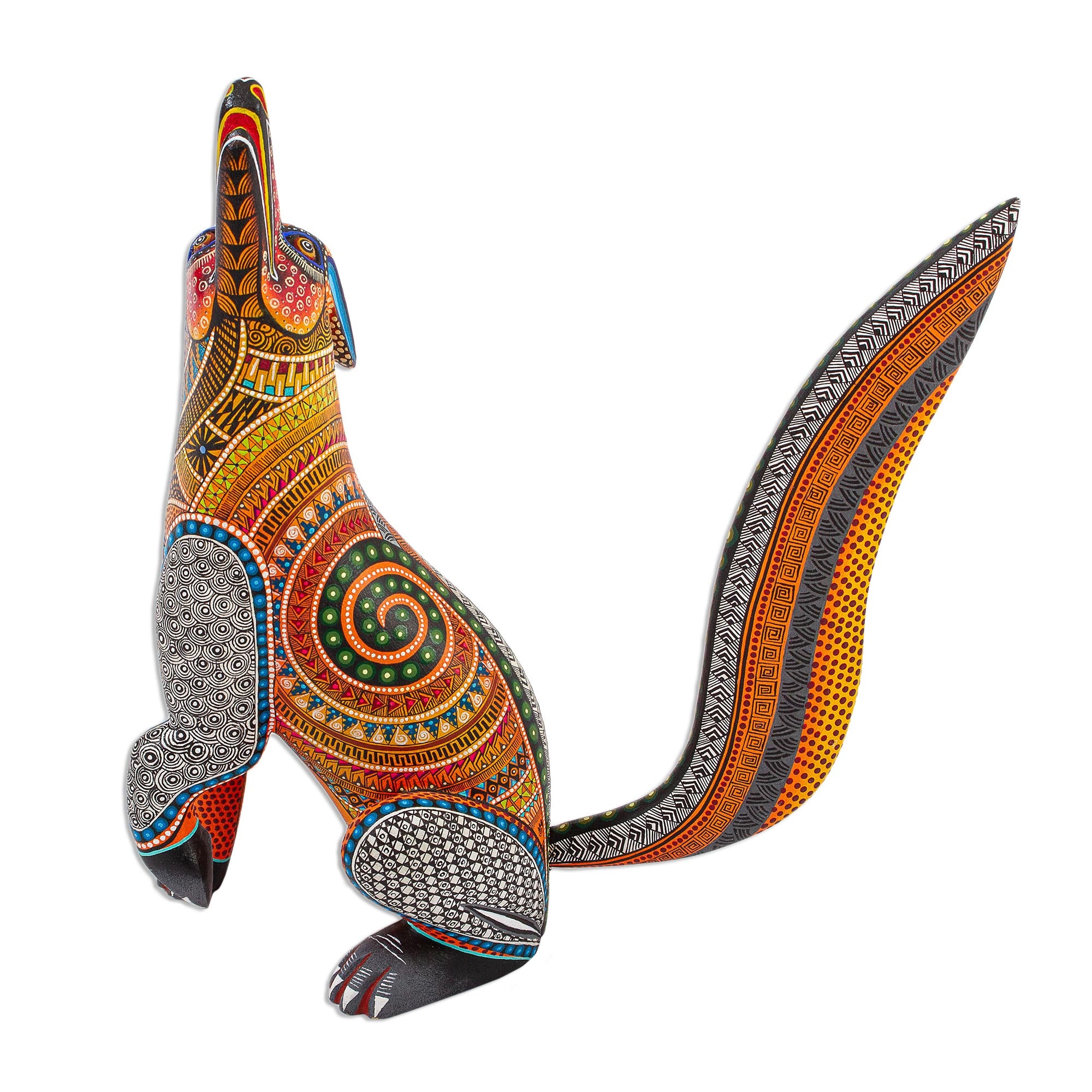 Premium Hand-Painted Howling Coyote Alebrije Sculpture - Authentic Mexican Folk Art by NOVICA