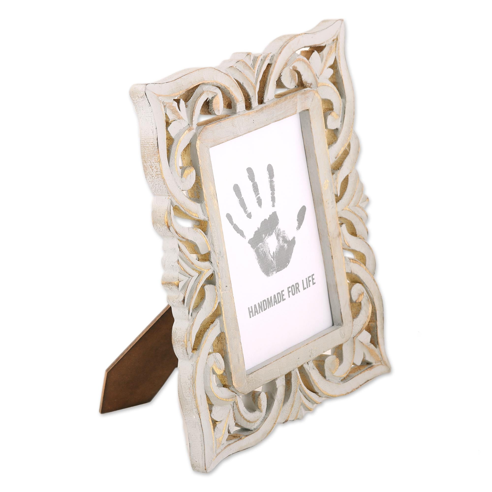 Premium Mughal Garden Grey Hand-Carved Mango Wood Photo Frame – 5x7, Rustic Elegance