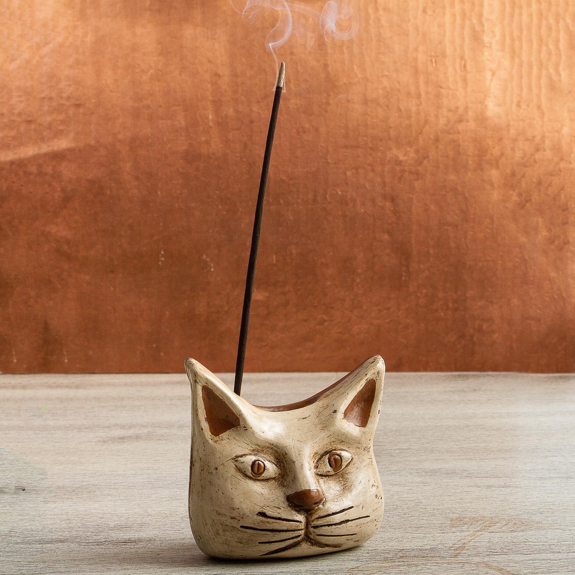 Premium Owl & Cat Burnished Clay Incense Holder – Handcrafted in Mexico