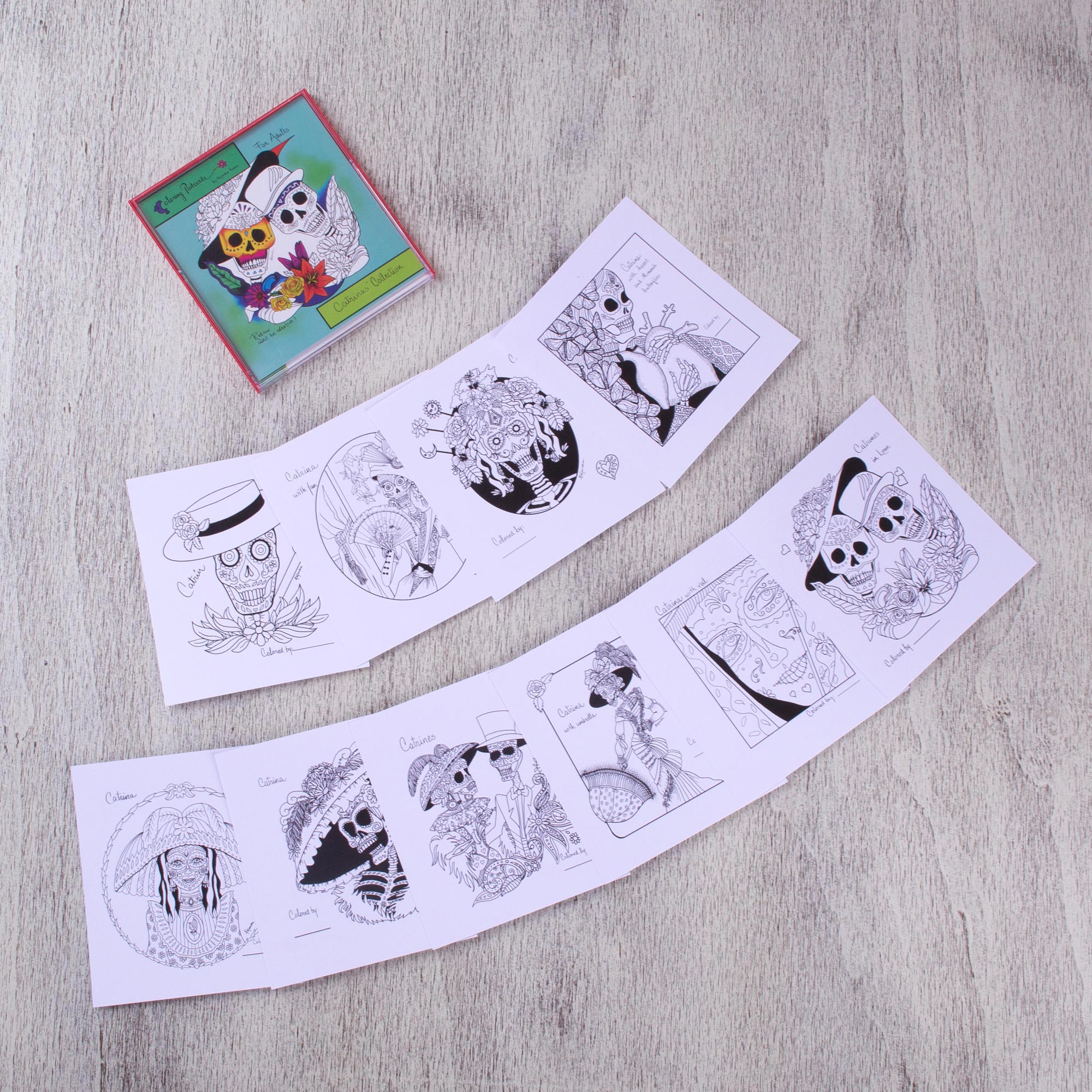 Premium Catrinas of Mexico: Ultimate Day of the Dead Adult Coloring Card Set (10-Pack)