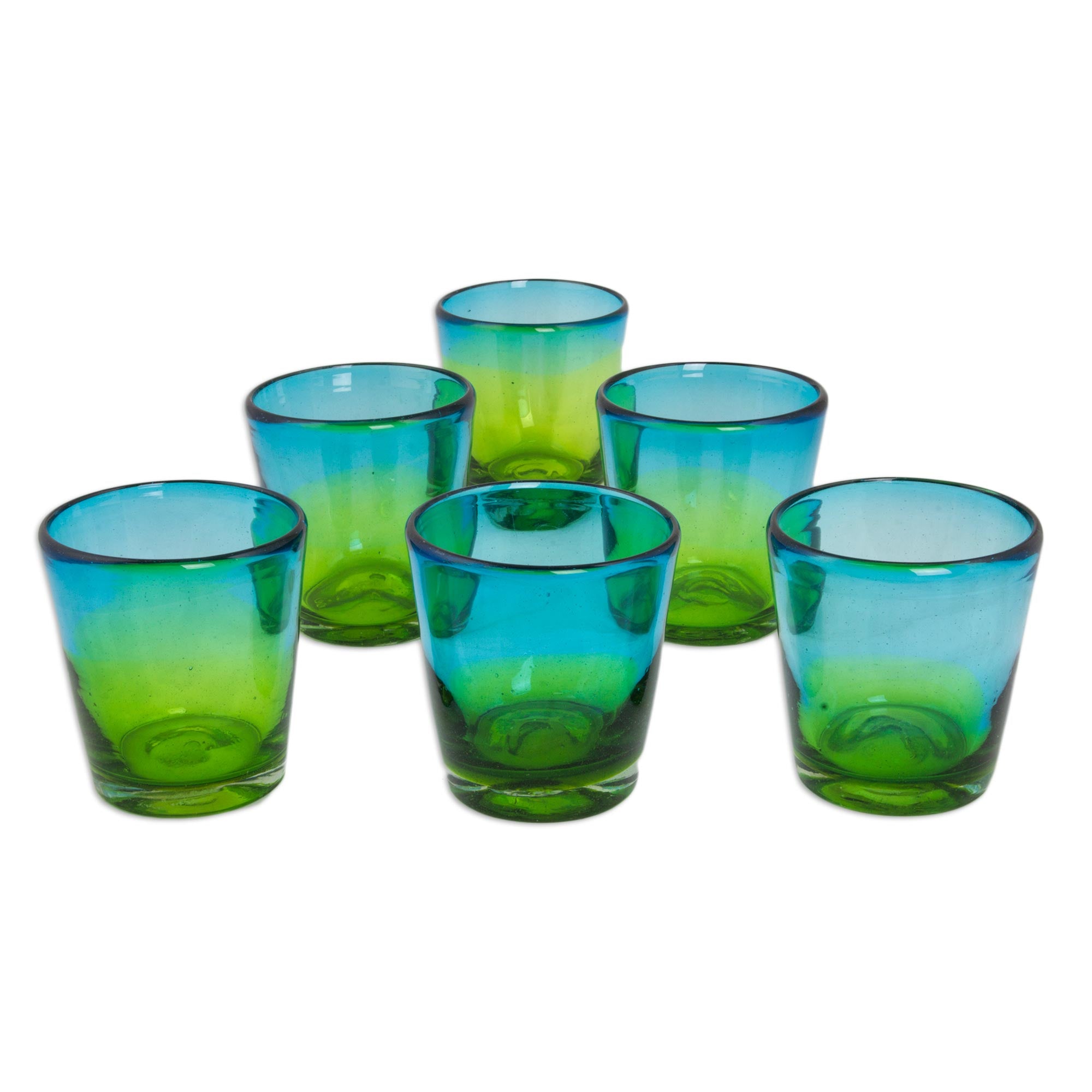 Premium Hand-Blown Aurora Tapatia Mexican Rocks Glasses - Set of 6