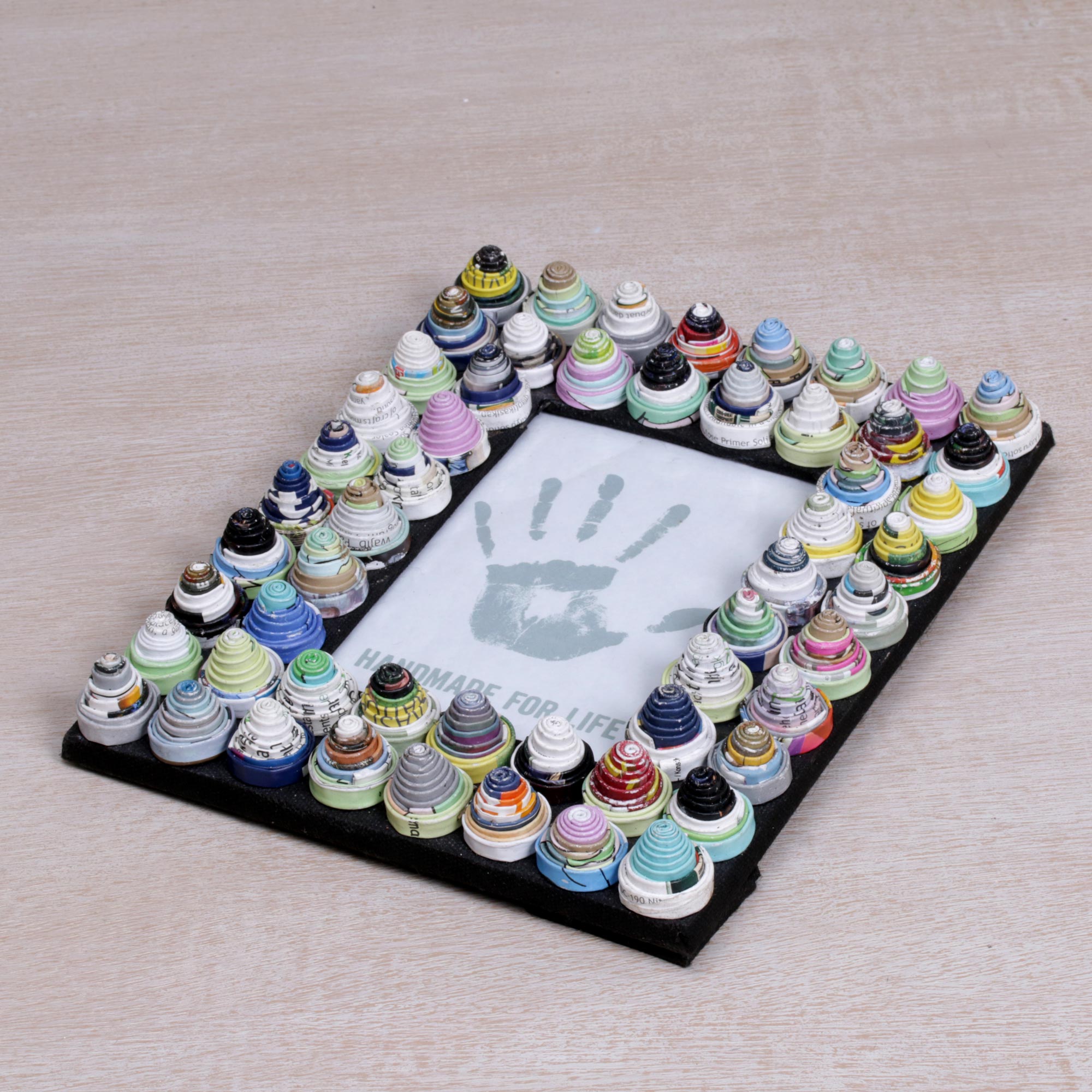 Premium Recycled Paper Photo Frame with Bali-Inspired Circle Motifs