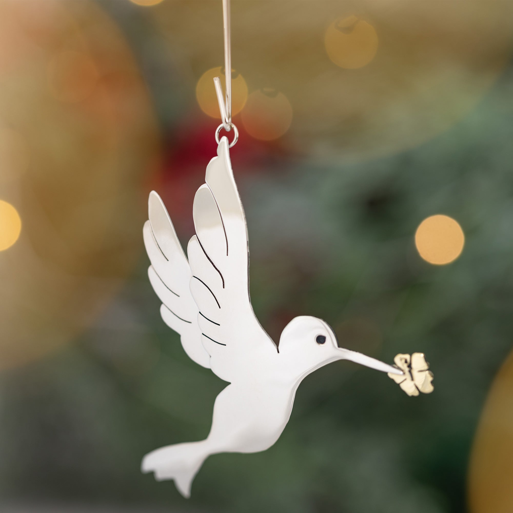 Premium Mixed Metal Hummingbird Ornament - Handcrafted Fair-Trade Decor