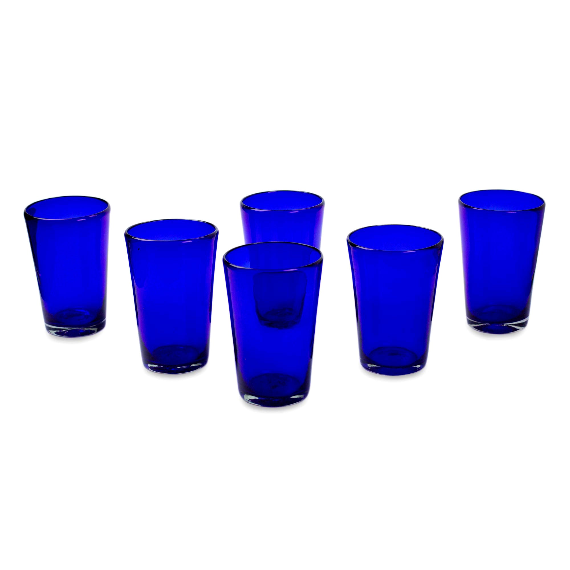 Premium Cobalt Blue Handblown Recycled Glass Tumblers - Set of 6