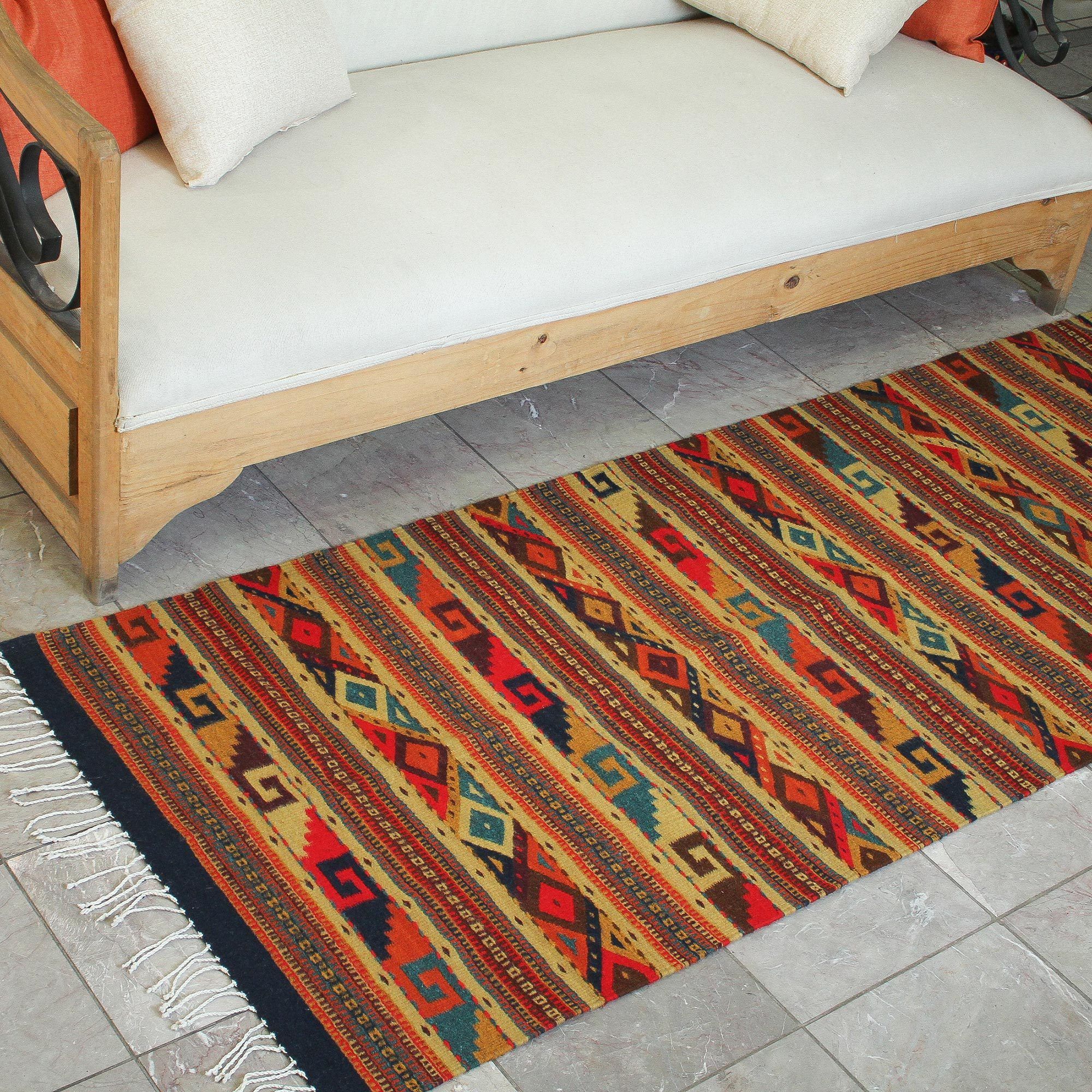Premium Zapotec Wool Rug – Handcrafted Earthtone Masterpiece