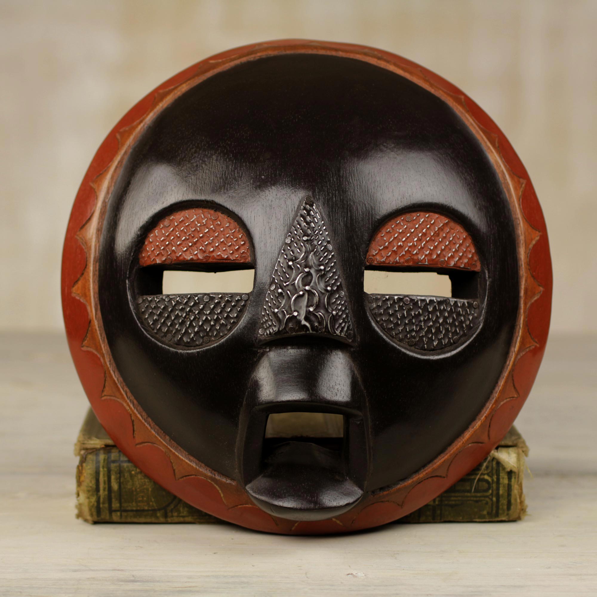 Premium Handcrafted Lolonyo African Wall Mask - Black Sese Wood Art from Ghana