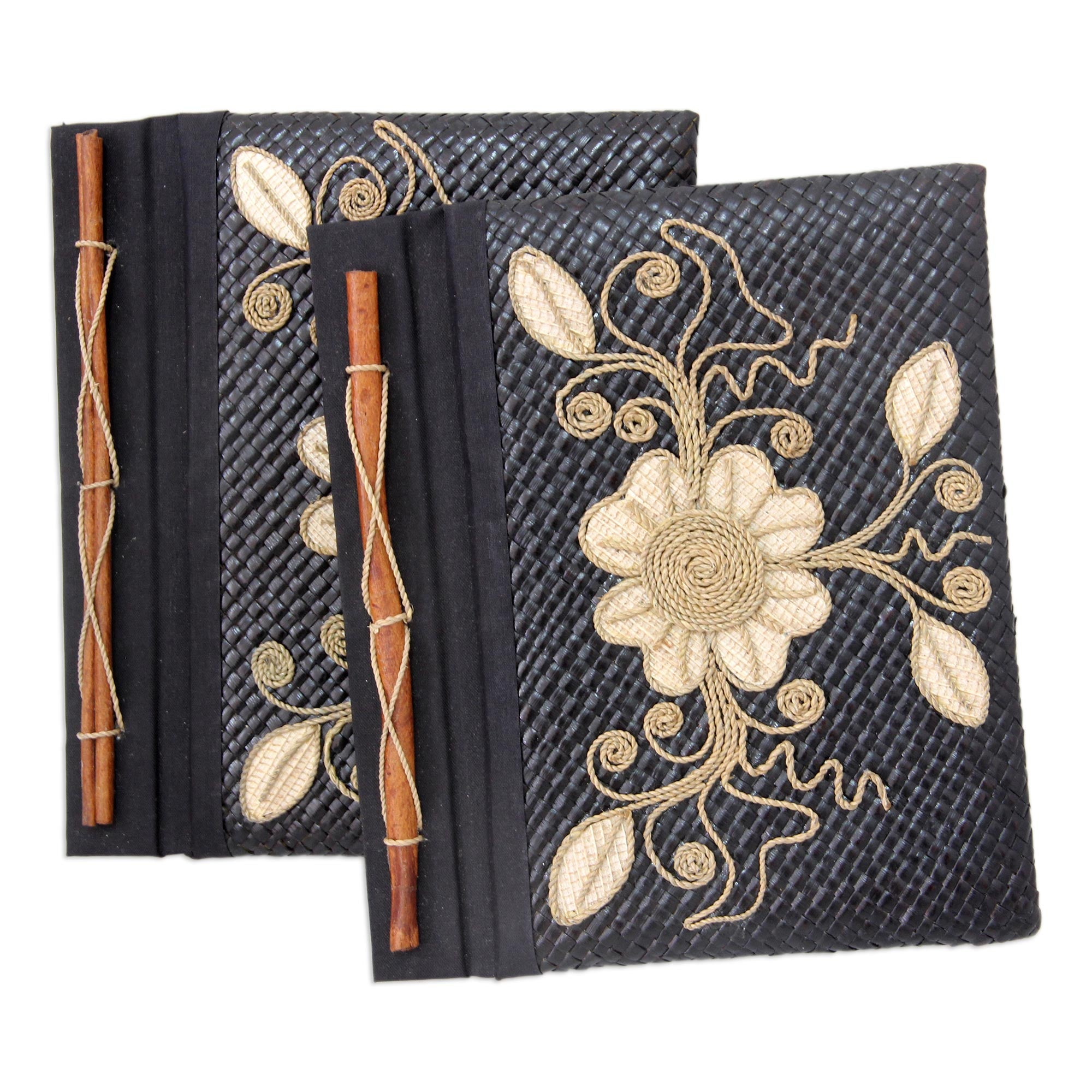Premium Handcrafted Floral Pride Pandanus Journals - Set of 2