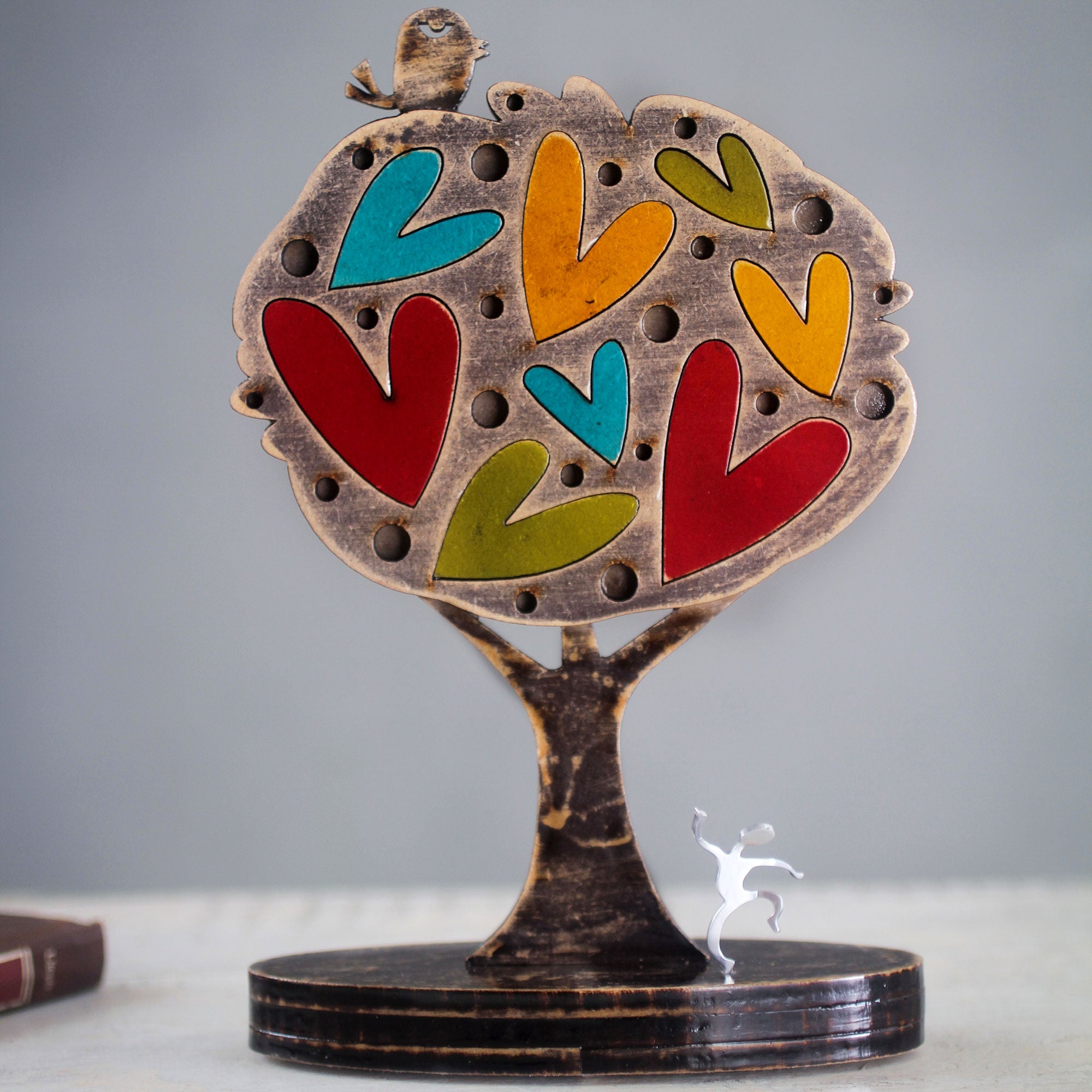 Premium Handcrafted Love Tree Sculpture with Hearts & Bird - Ultimate Home Decor