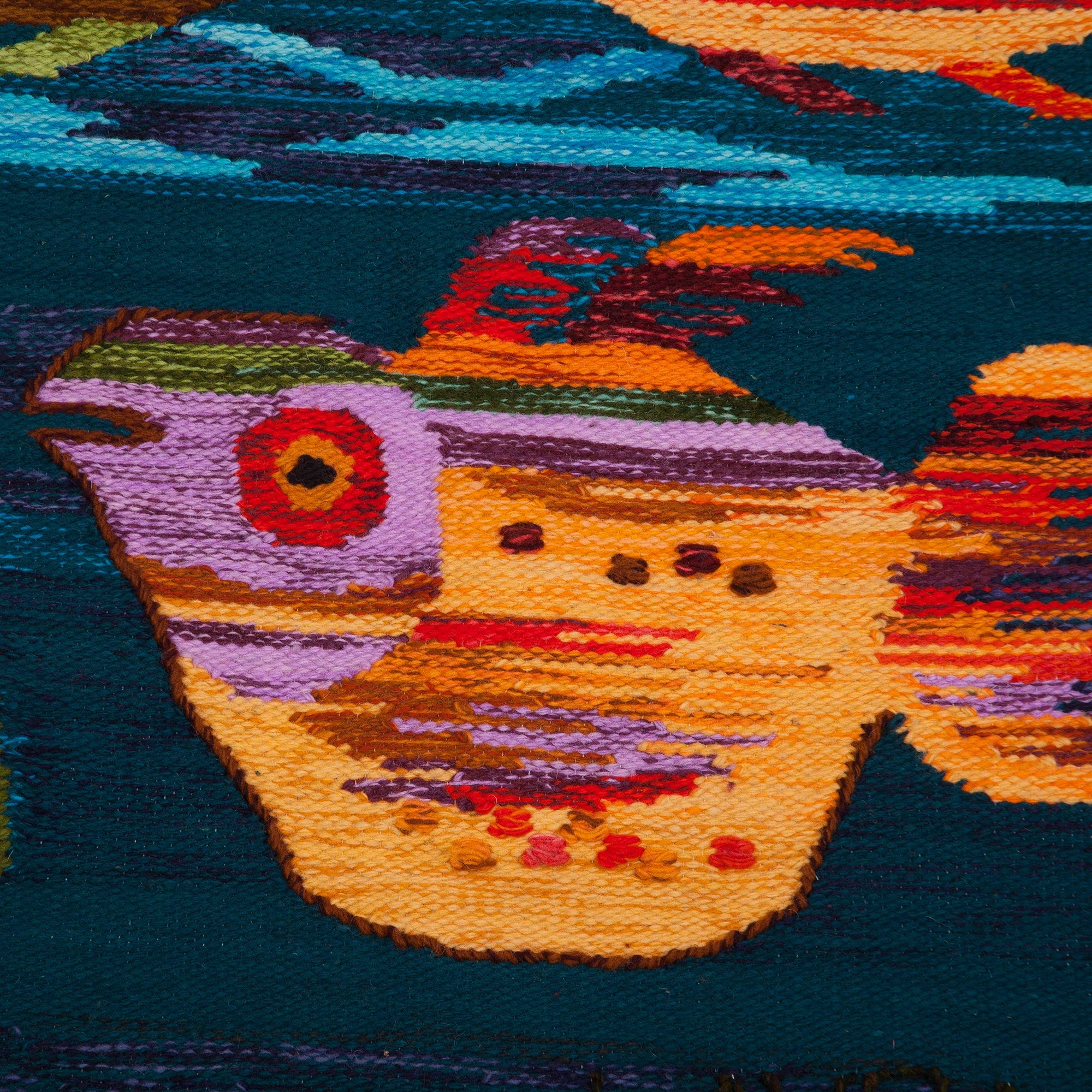 Premium Handwoven Wool Aquarium Tapestry - Vibrant Sea-Inspired Art from Peru