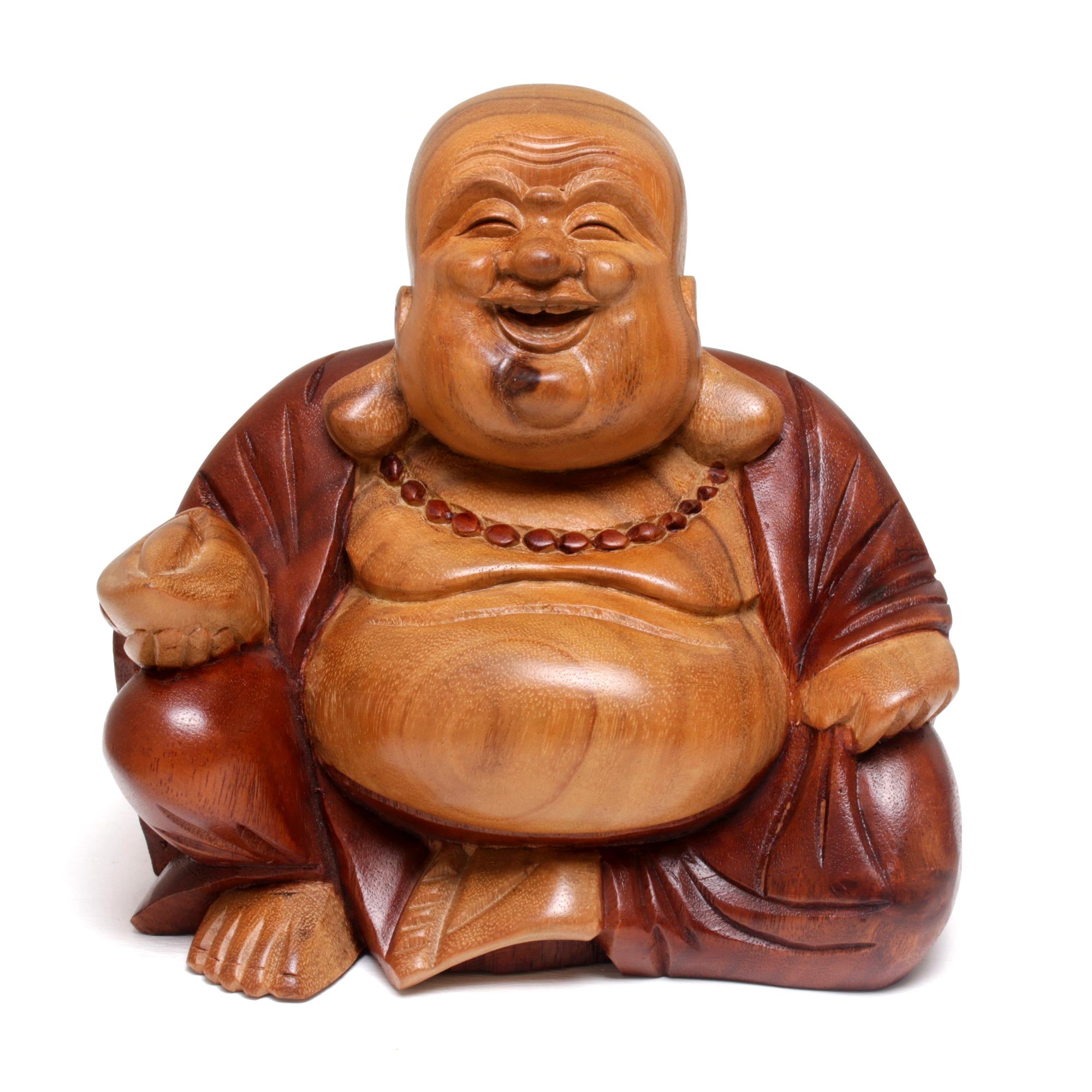 Premium Hand-Carved Acacia Wood Laughing Buddha Statue from Bali